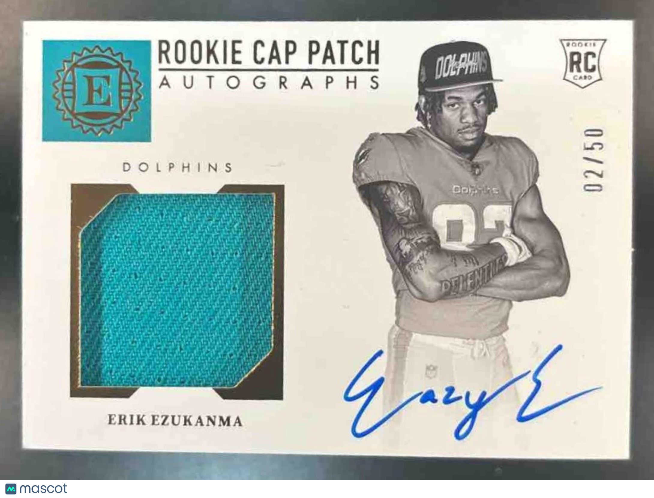 2022 Panini Encased Erik Ezukanma Patch Auto /50 #158 RC Miami Dolphins - Sports Cards