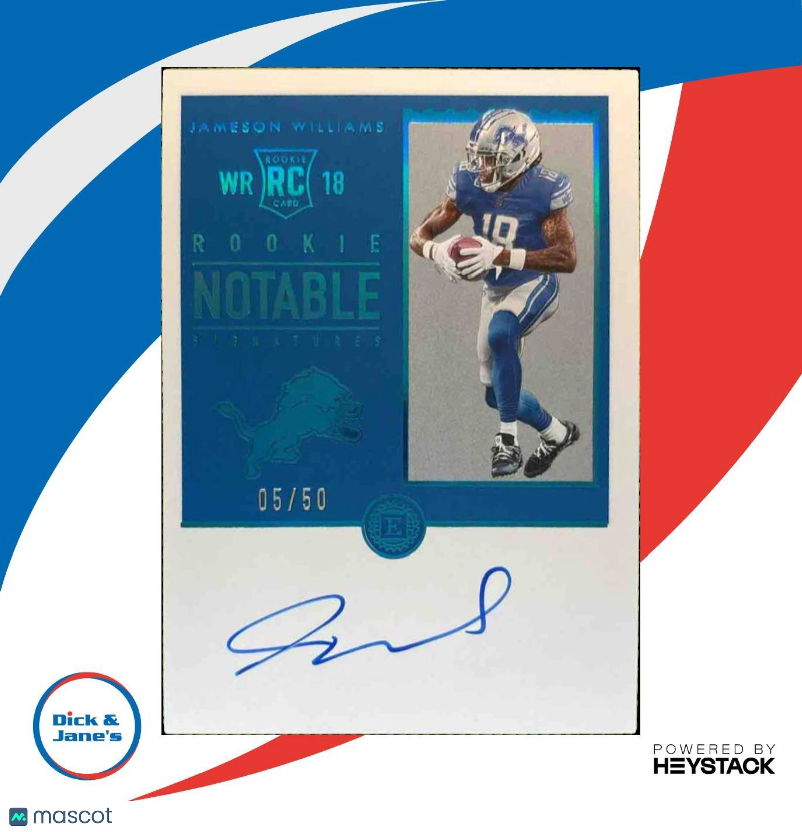 2022 Panini Encased Jameson Williams Rookie Notable Signatures /50 RC Auto Lions - Sports Cards