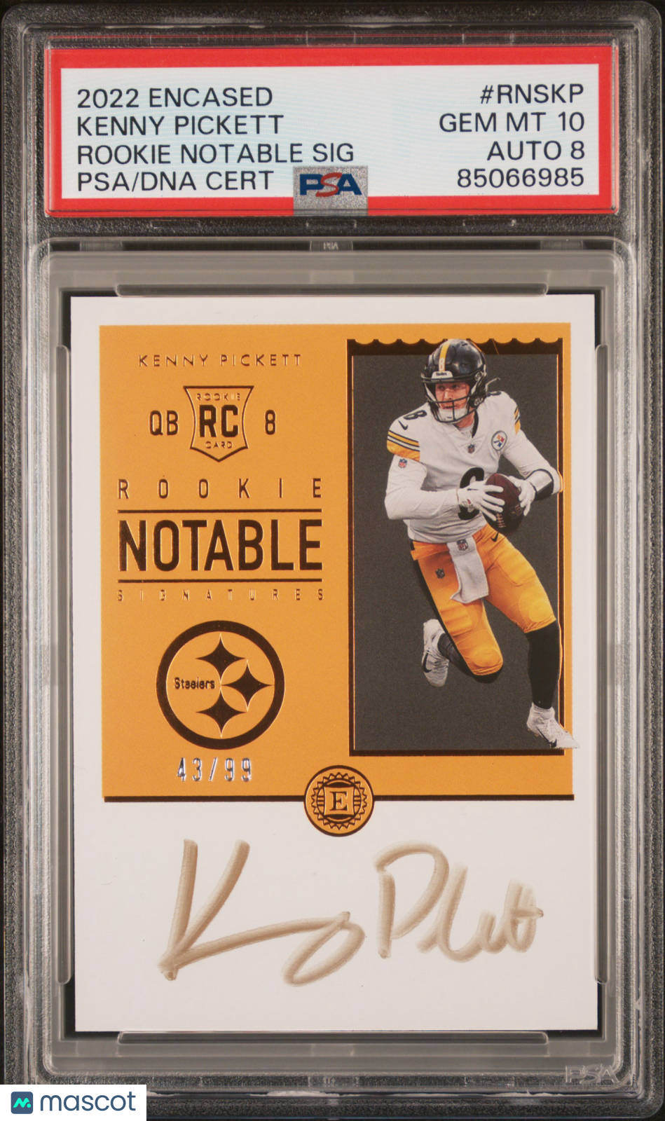 2022 Panini Encased Rookie Notable Signatures Kenny Pickett PSA 10 POP 1 GEM - Graded Sports Cards