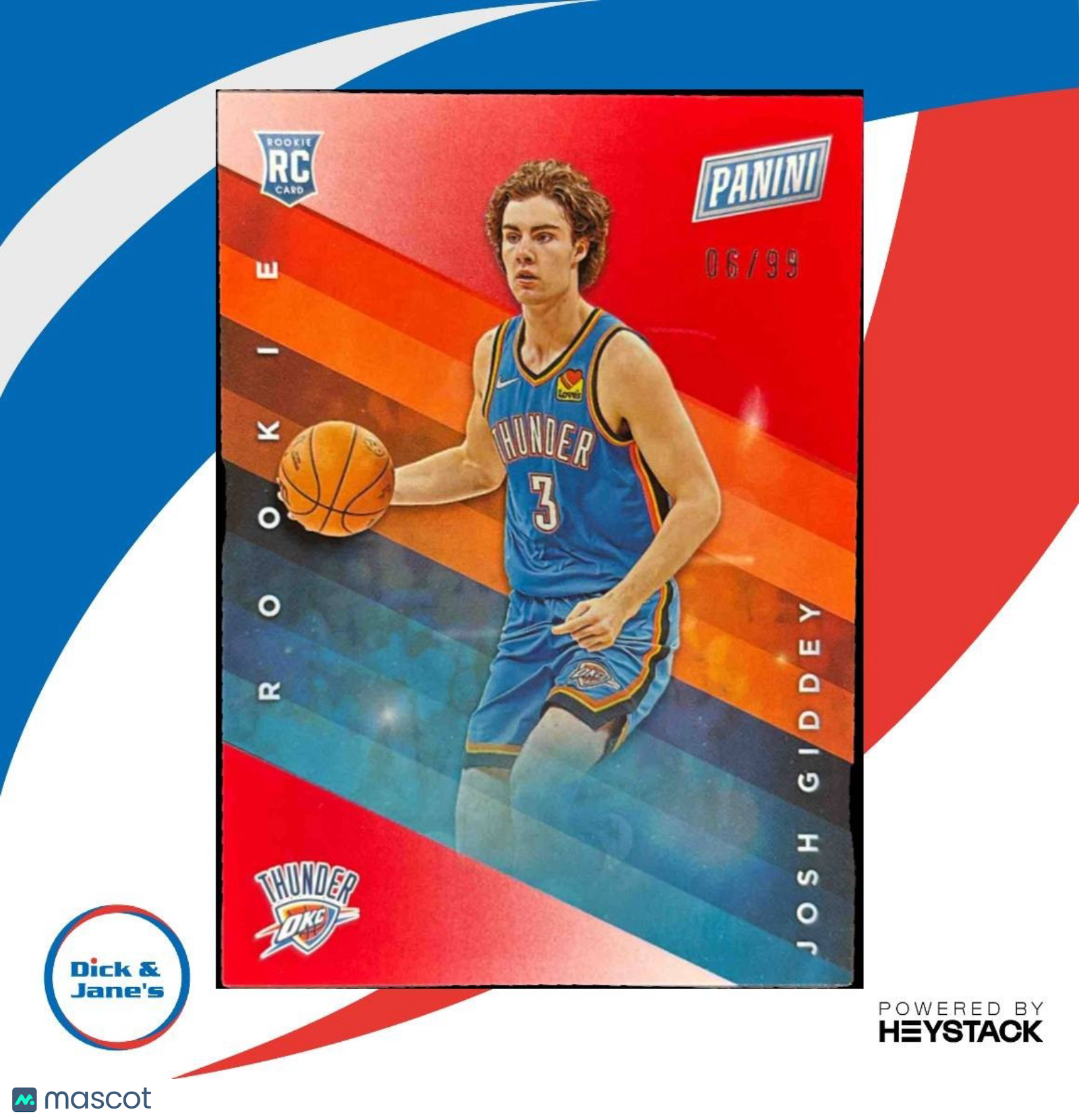 2022 Panini Father’s Day Josh Giddey Rookies Red /99 #RC6 Oklahoma City Thunder - Sports Cards