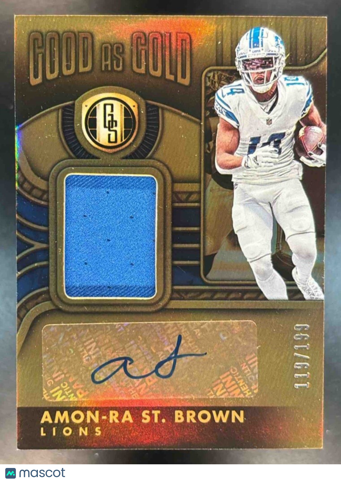 2022 Panini Gold Standard Amon-Ra St. Brown Good as Gold Patch Auto /199 Lions - Sports Cards