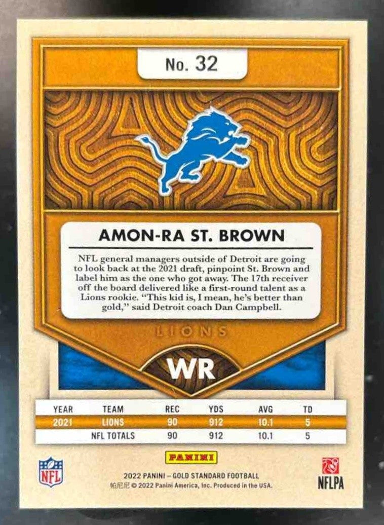 2022 Panini Gold Standard Amon-Ra St. Brown Rose /25 #32 Detroit Lions - Sports Cards