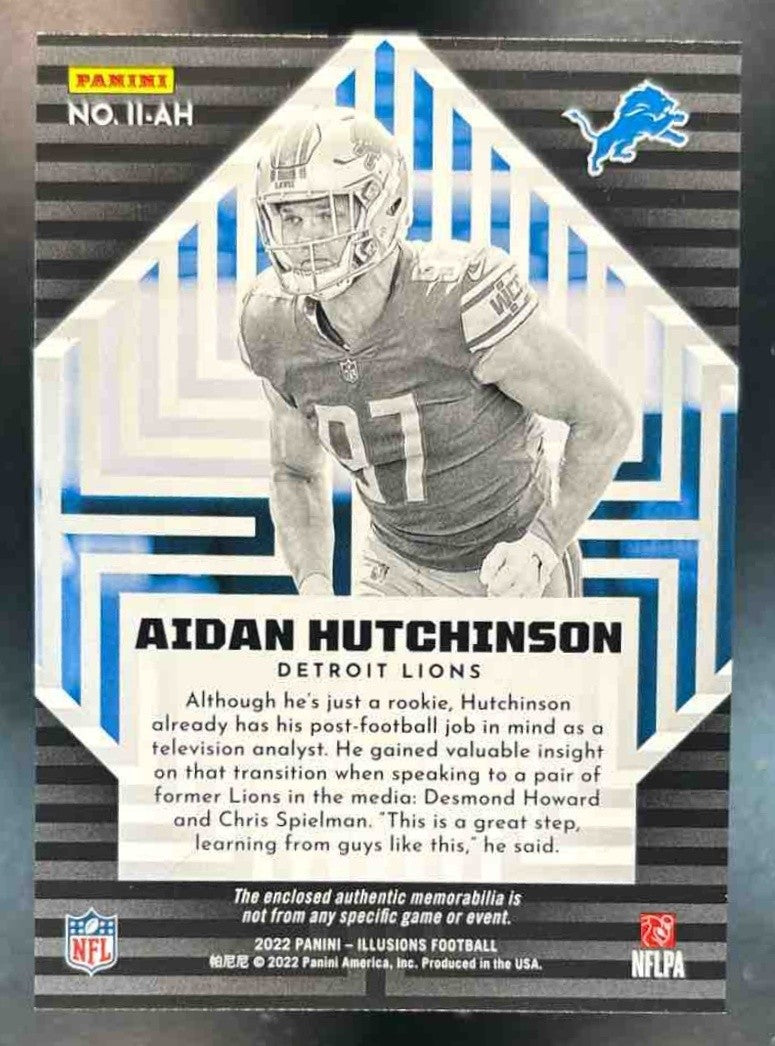 2022 Panini Illusions Aidan Hutchinson Instant Impact Patch /50 MEM RC Lions - Sports Cards