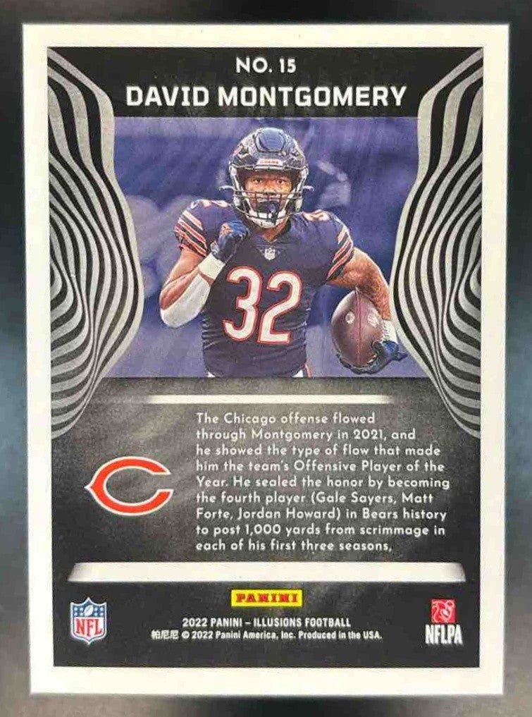 2022 Panini Illusions David Montgomery Trophy Collection Teal /175 Chicago Bears - Sports Cards