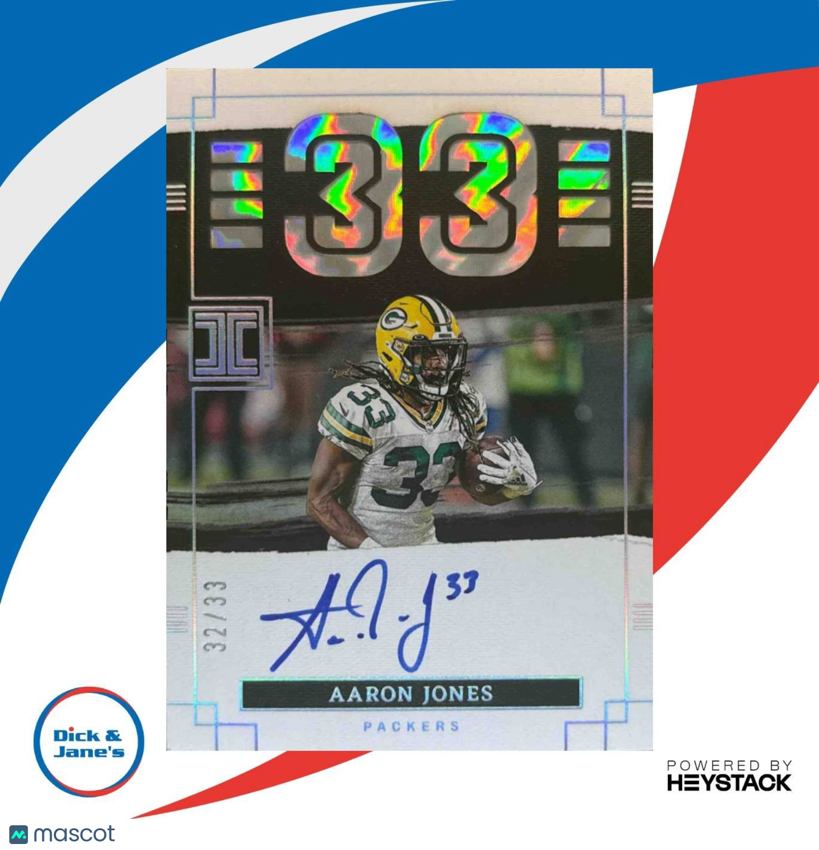2022 Panini Imeccable Auto Jersey Number 33 32/33 Aaron Jones Rookie Auto - Sports Cards