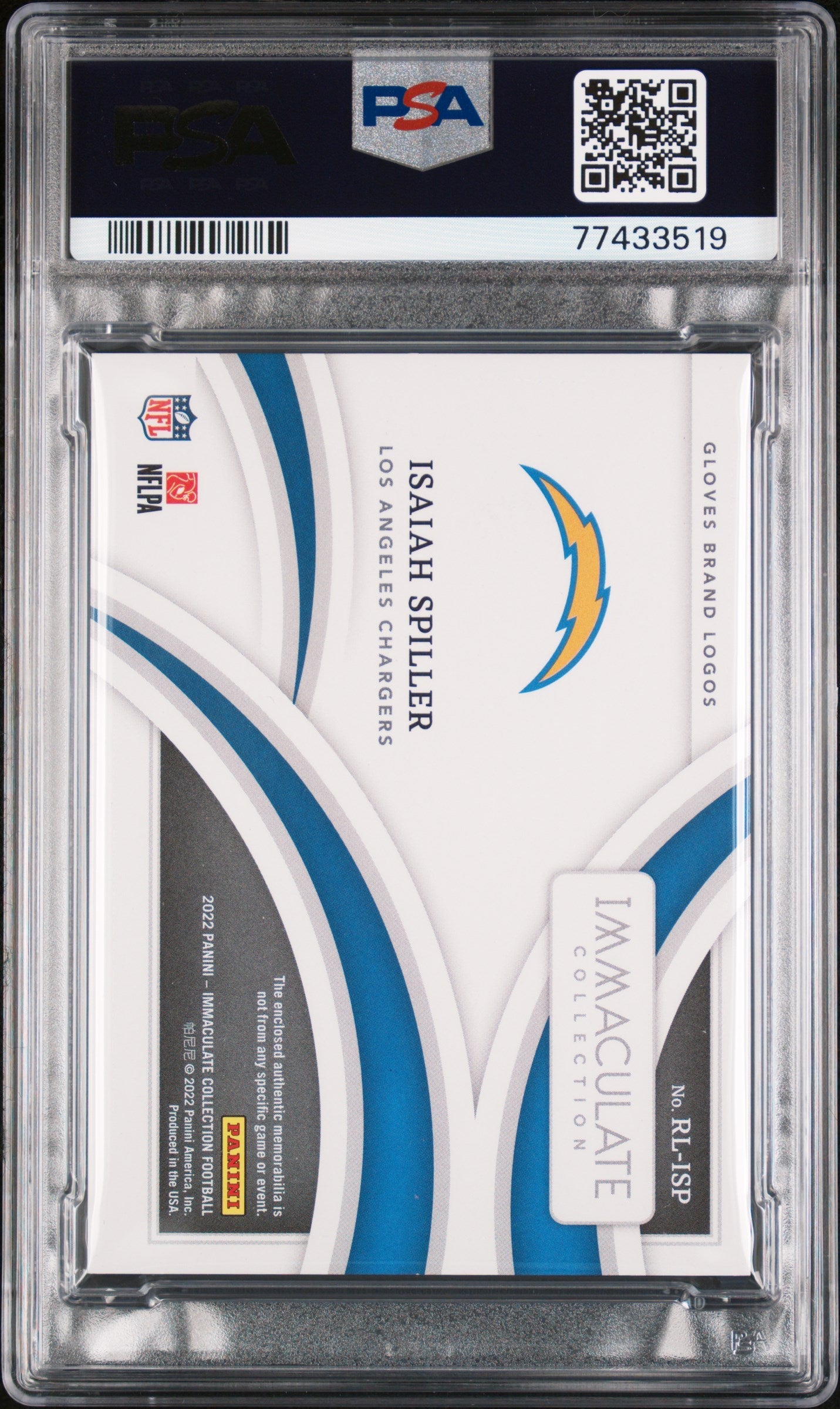 2022 Panini Immaculate Collection Rookie NIKE Logos Isaiah Spiller/15 PSA 10 GEM - Graded Sports Cards