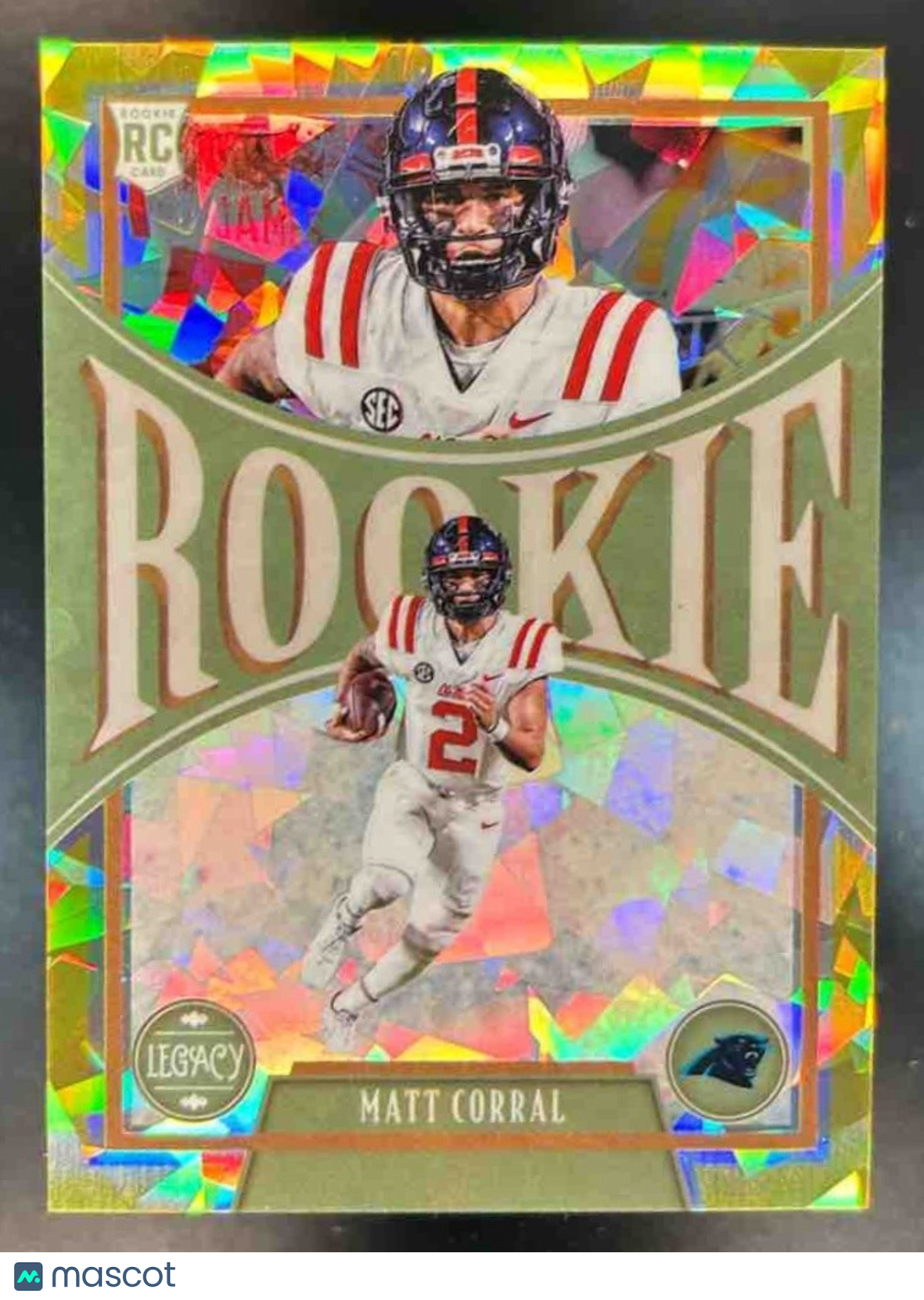 2022 Panini Legacy Matt Corral Premium Mini Yellow Diamond /10 #142 RC Panthers - Sports Cards