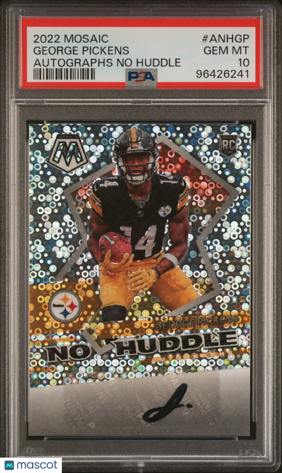 2022 Panini Mosaic Autographs No Huddle George Pickens Rookie #ANHGP PSA 10 GEM - Graded Sports Cards