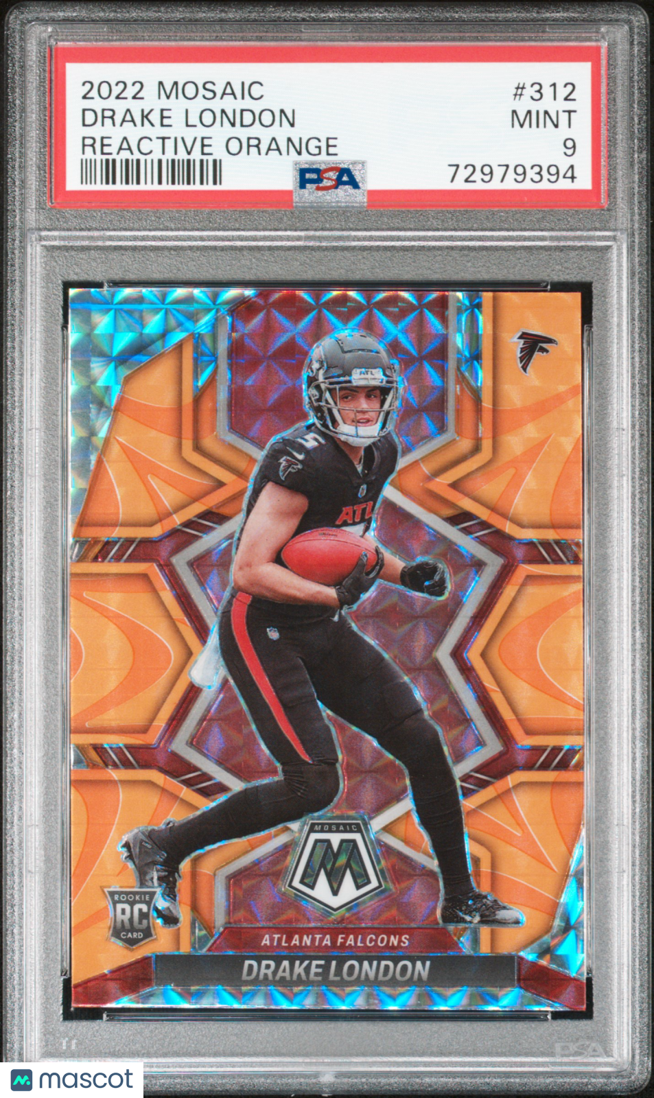 2022 Panini Mosaic Drake London Reactive Orange Rookie #312 PSA 9 MINT Atlanta Falcons - Graded Sports Cards
