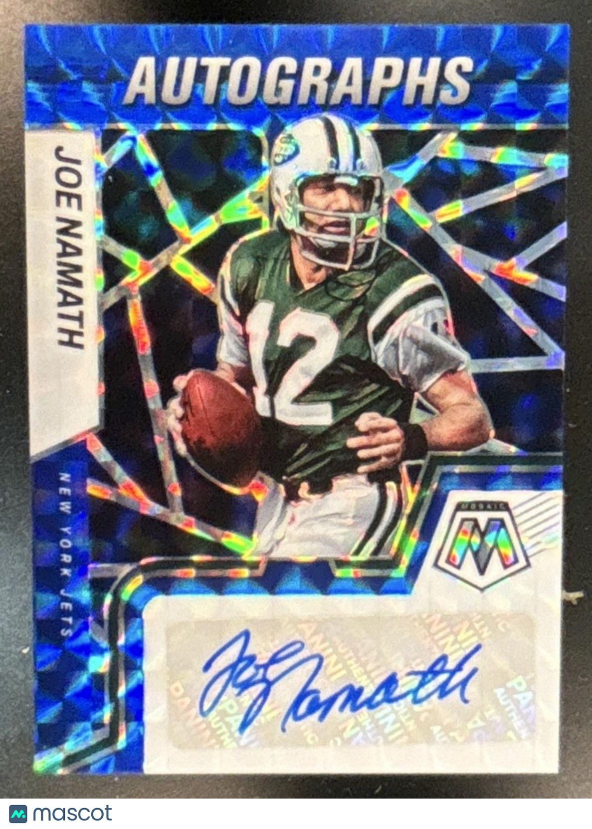 2022 Panini Mosaic Joe Namath Auto Mosaic Blue /49 #AM-JN Auto New York Jets - Sports Cards