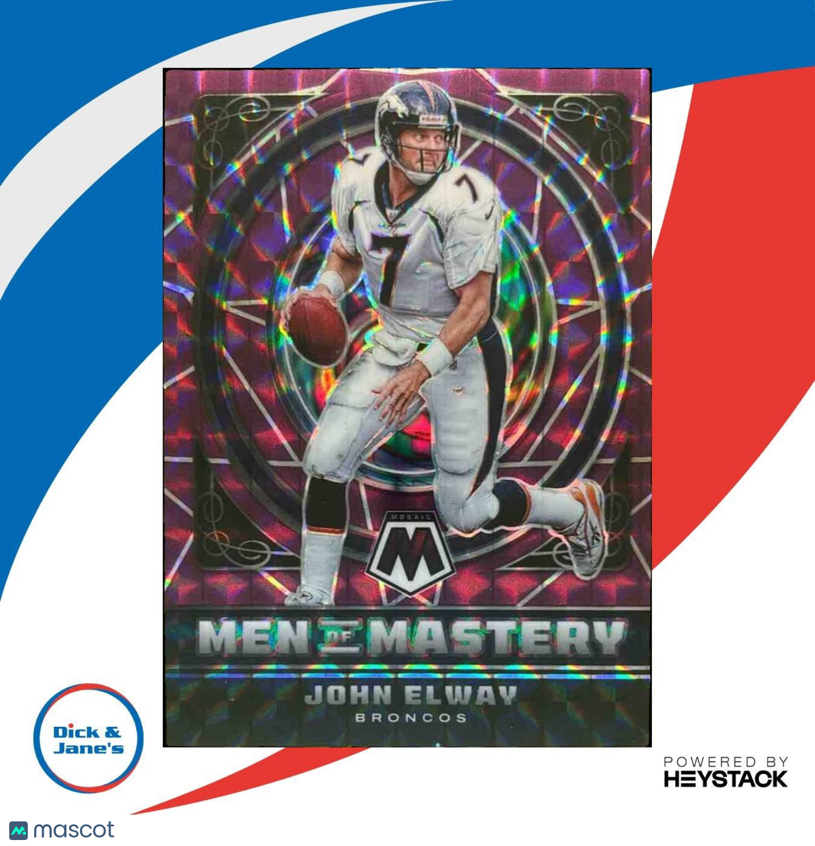 2022 Panini Mosaic John Elway Men of Mastery Mosaic Purple /49 Denver Broncos - Sports Cards