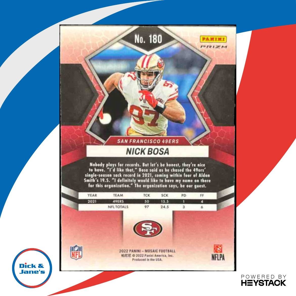 2022 Panini Mosaic Nick Bosa Mosaic Genesis #180 San Francisco 49ers - Sports Cards