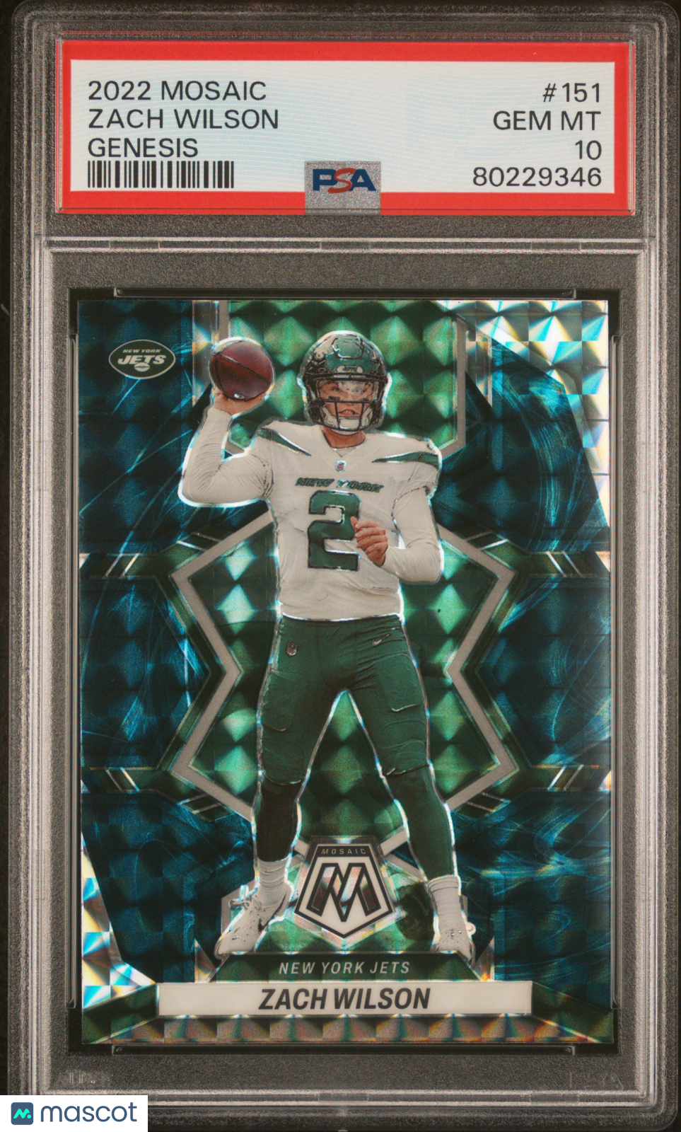2022 Panini Mosaic Zach Wilson Genesis Rookie #151 PSA 10 GEM Minnesota Vikings - Graded Sports Cards