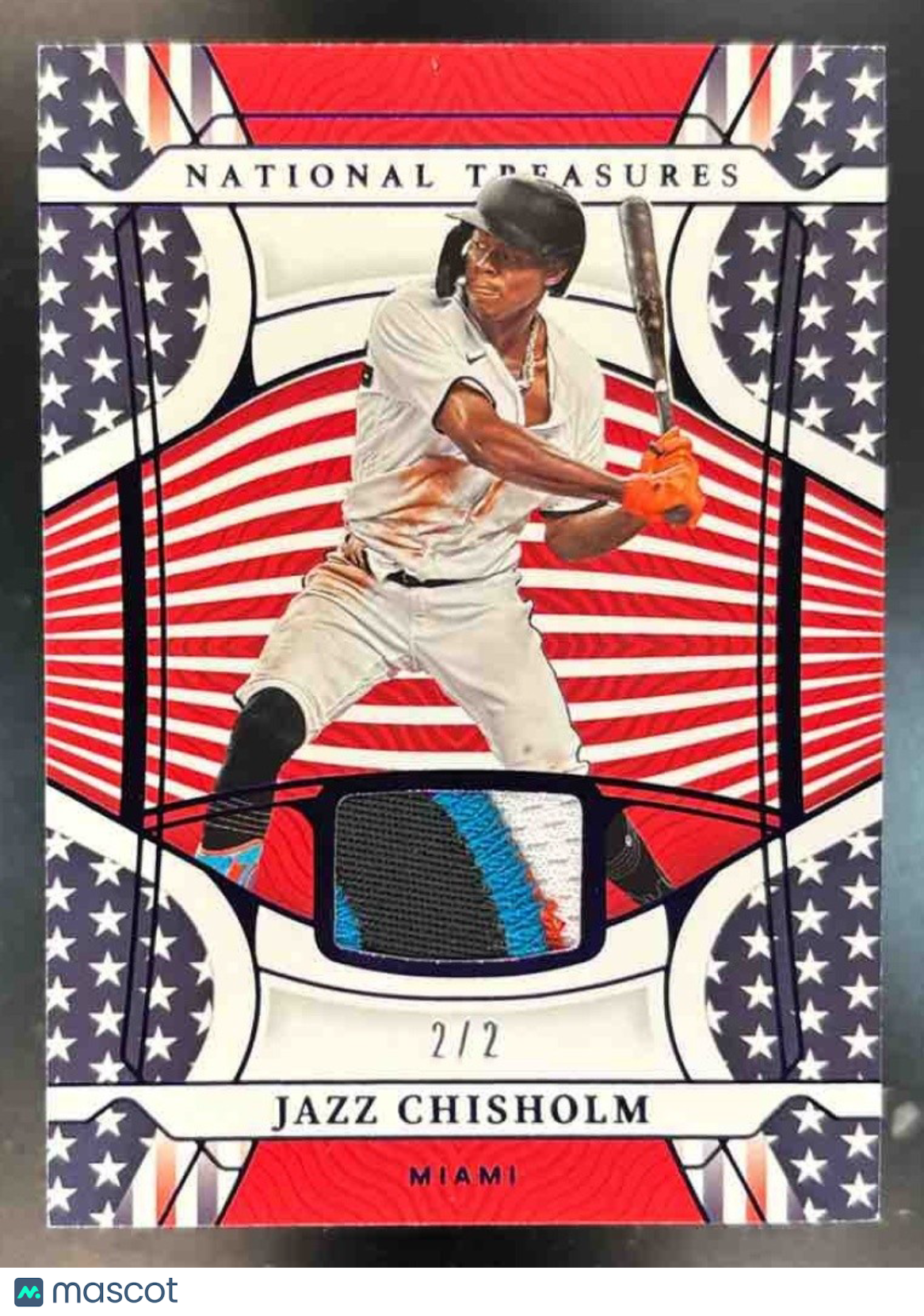 2022 Panini National Treasures Jazz Chisholm Red White and Blue Patch 2/2 MEM - Sports Cards