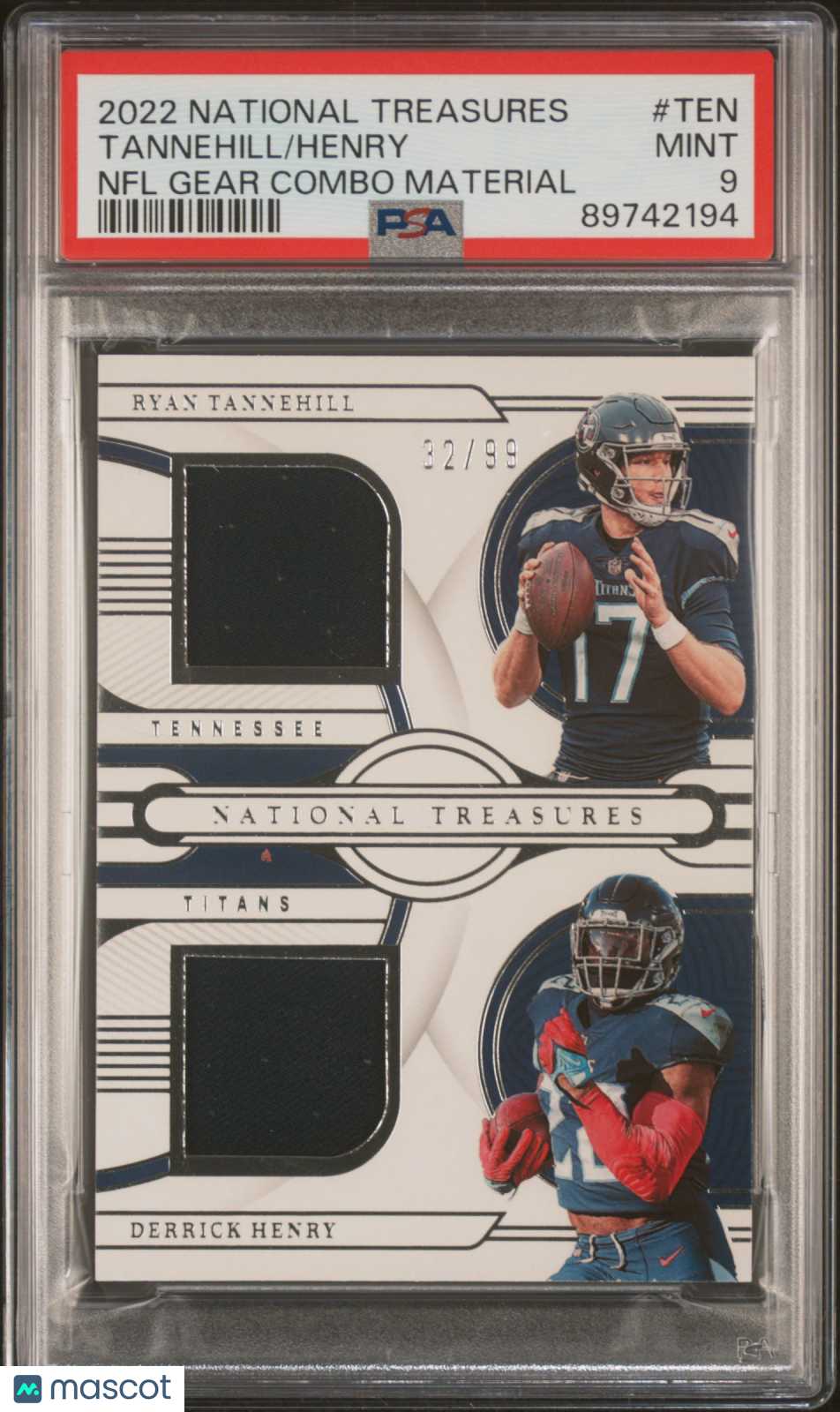 2022 Panini National Treasures NFL Gear Combo Materials Henry Tannehill 32/99 #TEN PSA 9 - Graded Sports Cards