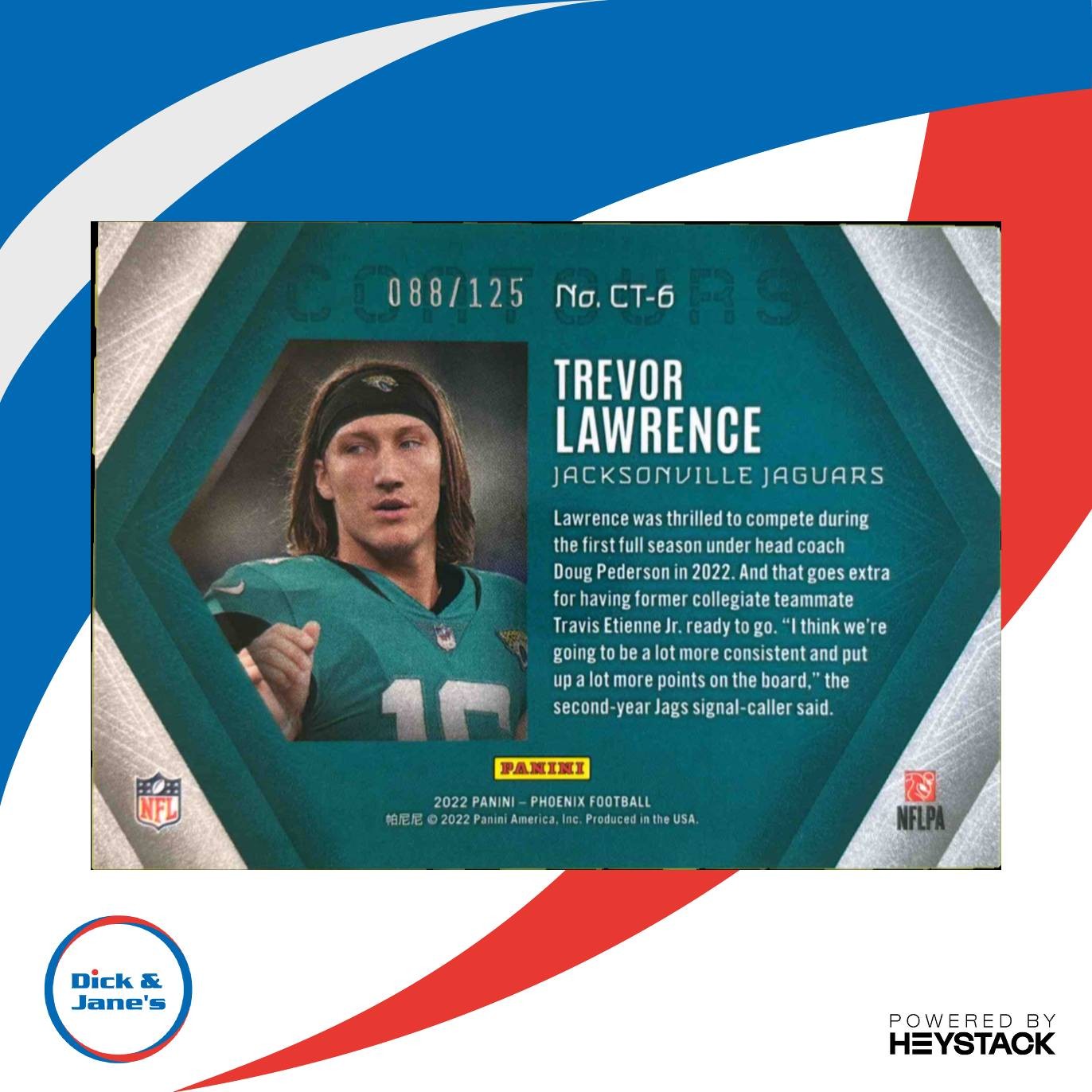 2022 Panini Phoenix Trevor Lawrence Contours Purple 88/125 Jacksonville Jaguars - Sports Cards