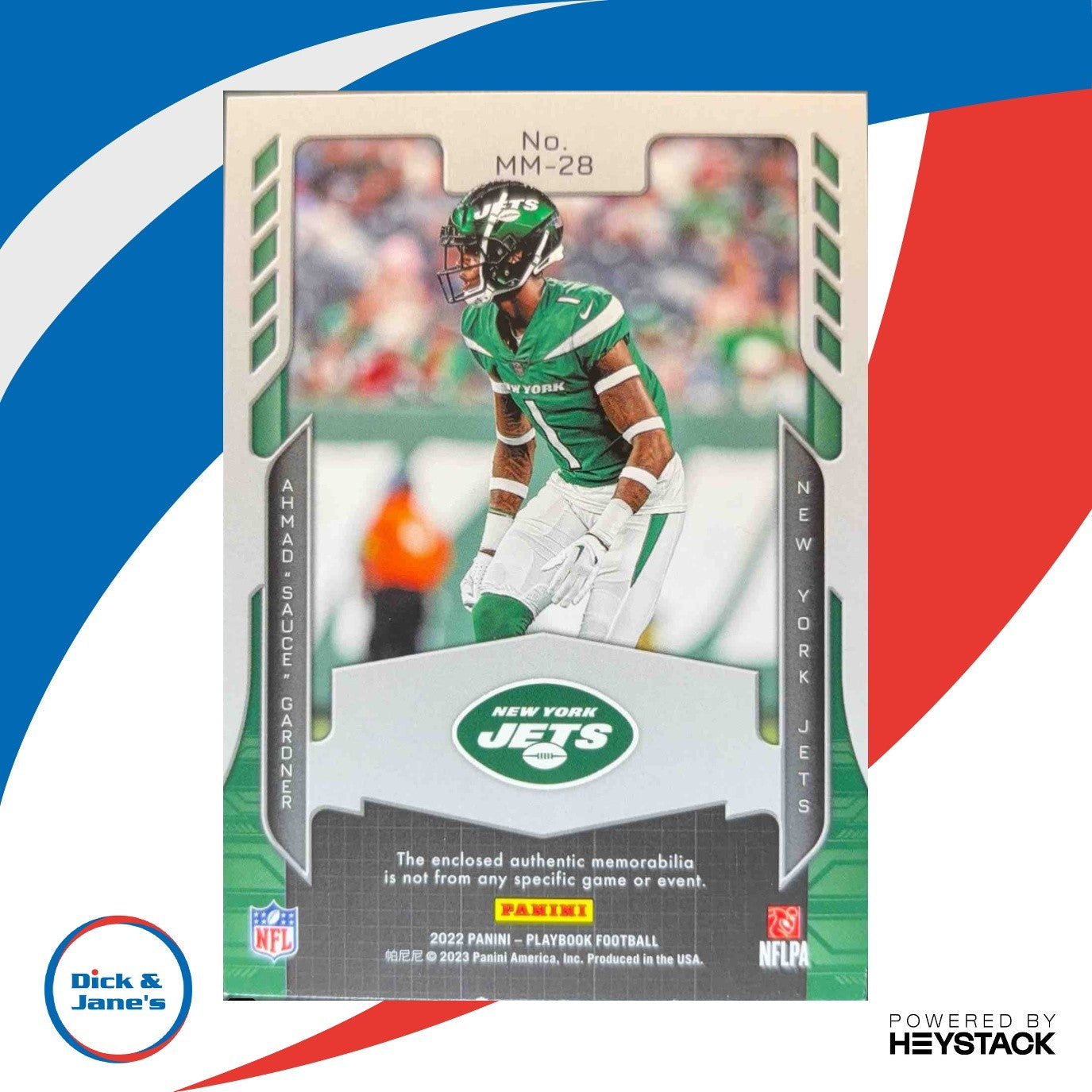 2022 Panini Playbook Mammoth Materials Gold #28 Ahmad Gardner RC New York Jets - Sports Cards