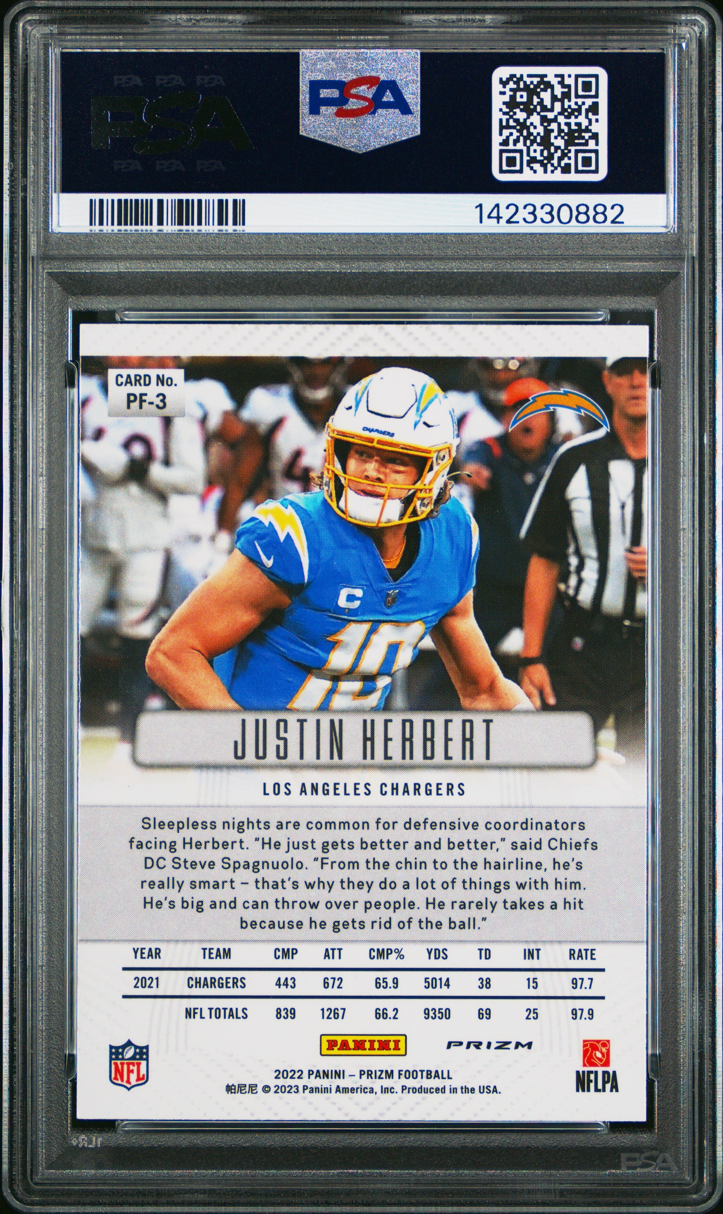 2022 Panini Prizm Prizm Flashback Justin Herbert #PF3 PSA 9 MINT Chargers - Graded Sports Cards
