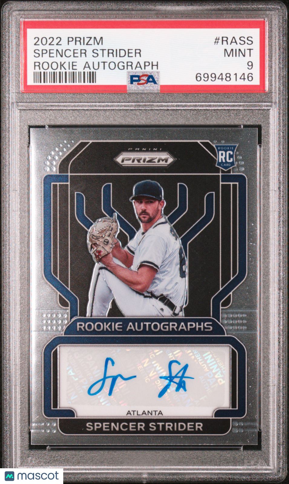 2022 Panini Prizm Rookie Autographs Spencer Strider #RASS PSA 9 NYY - Graded Sports Cards