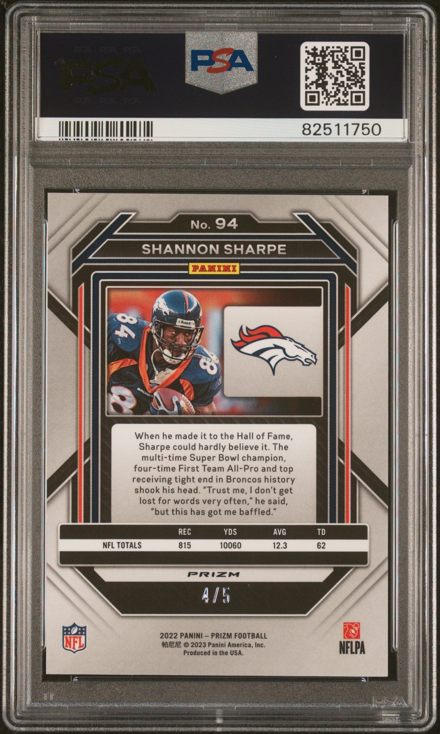 2022 Panini Prizm Shannon Sharpe No Huddle Neon Green #94 PSA 10 - Graded Sports Cards