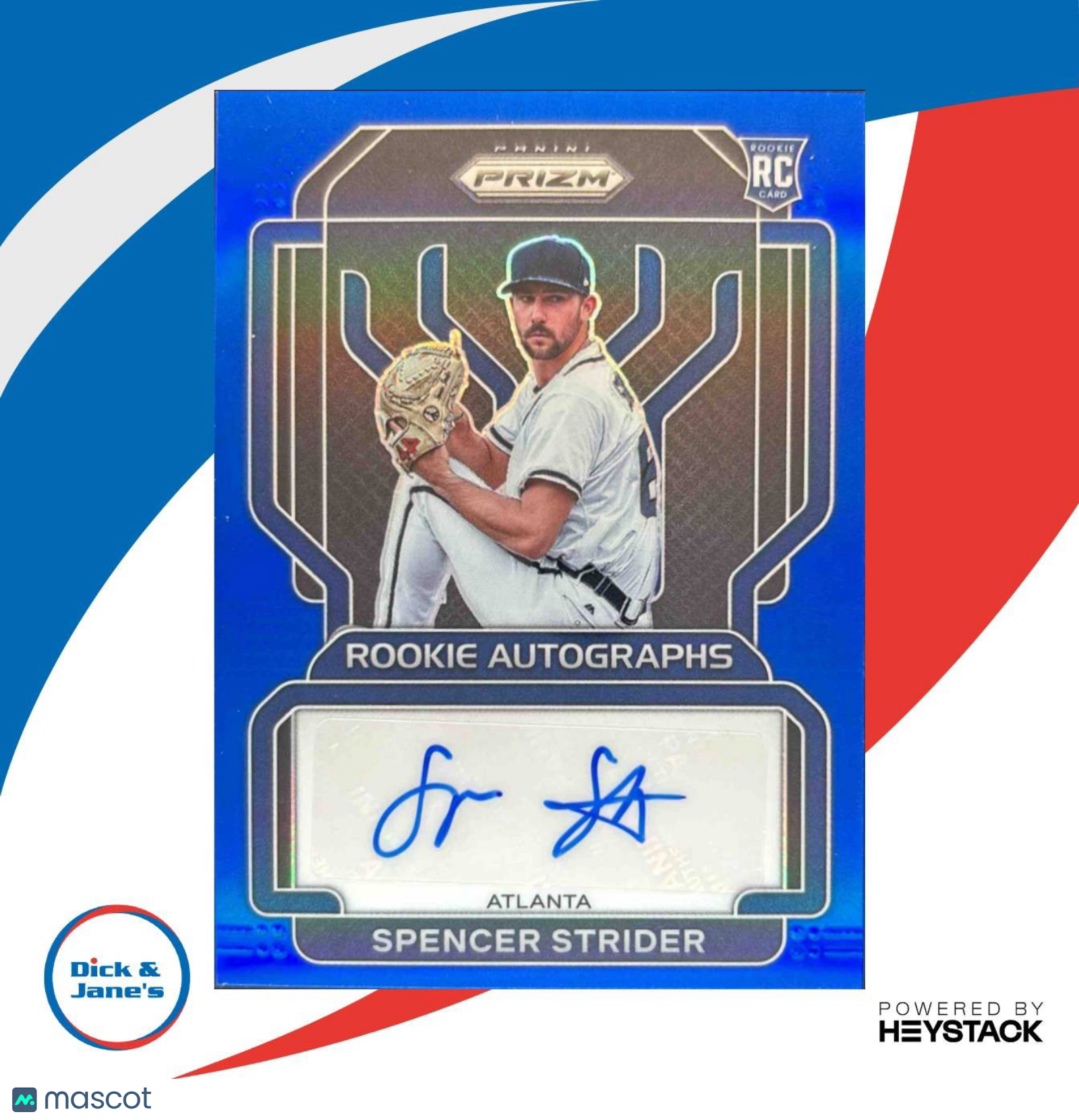 2022 Panini Prizm Spencer Strider Rookie Auto Blue 44/149 RC Atlanta Braves - Sports Cards