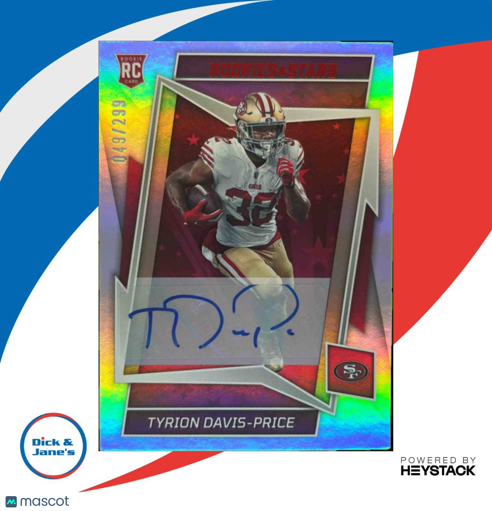 2022 Panini Rookies & Stars Tyrion Davis-Price s Signatures /299 #142 49ers - Sports Cards