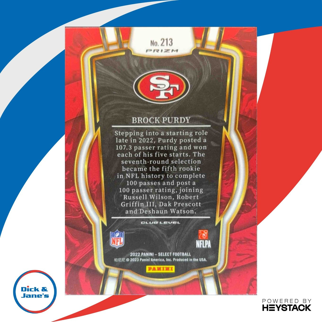2022 Panini Select Brock Purdy Silver Prizm Holo #213 RC San Francisco 49ers - Sports Cards