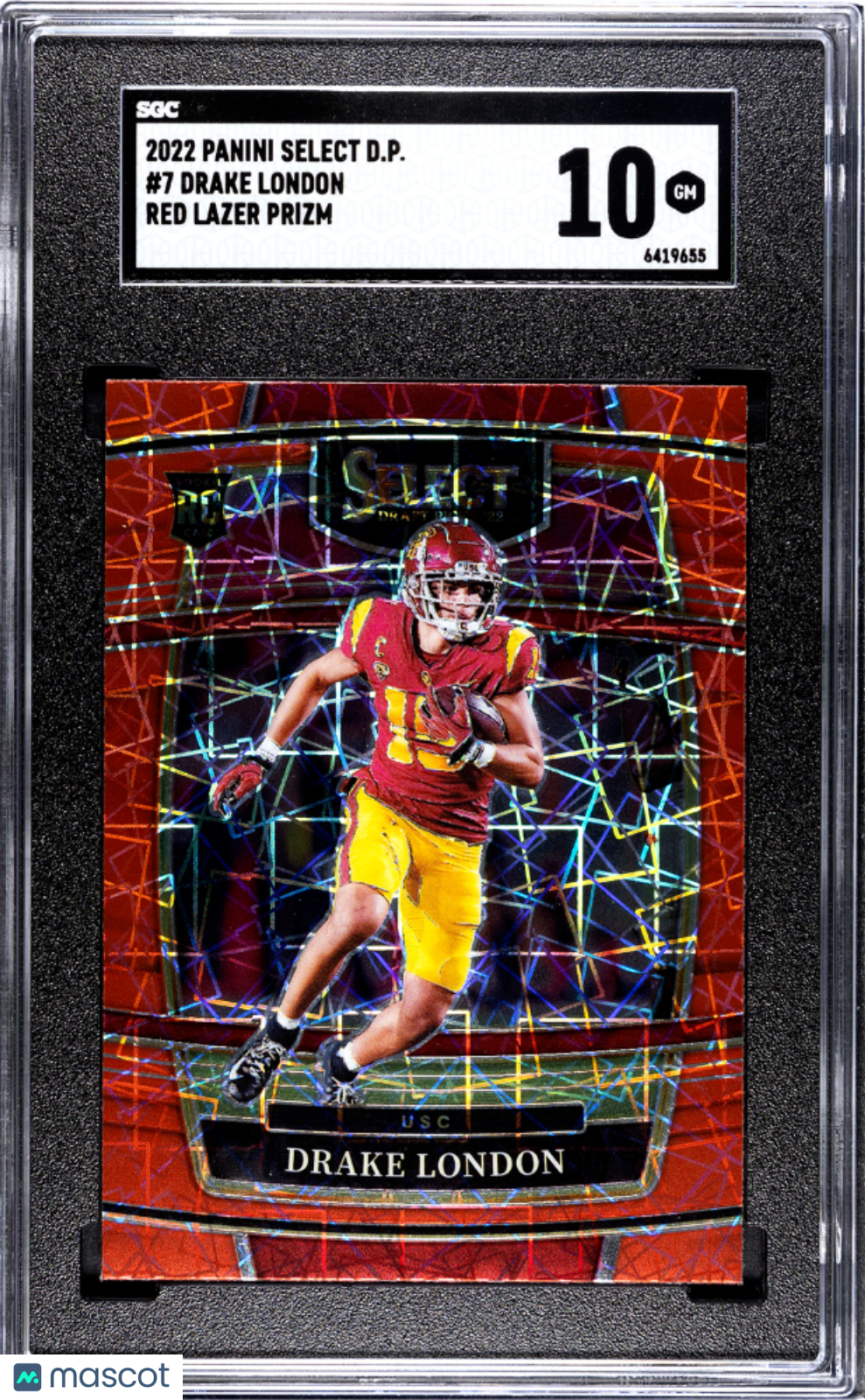 2022 Panini Select Draft Picks Drake London Red Lazer Prizm #7 SGC 10 - Graded Sports Cards