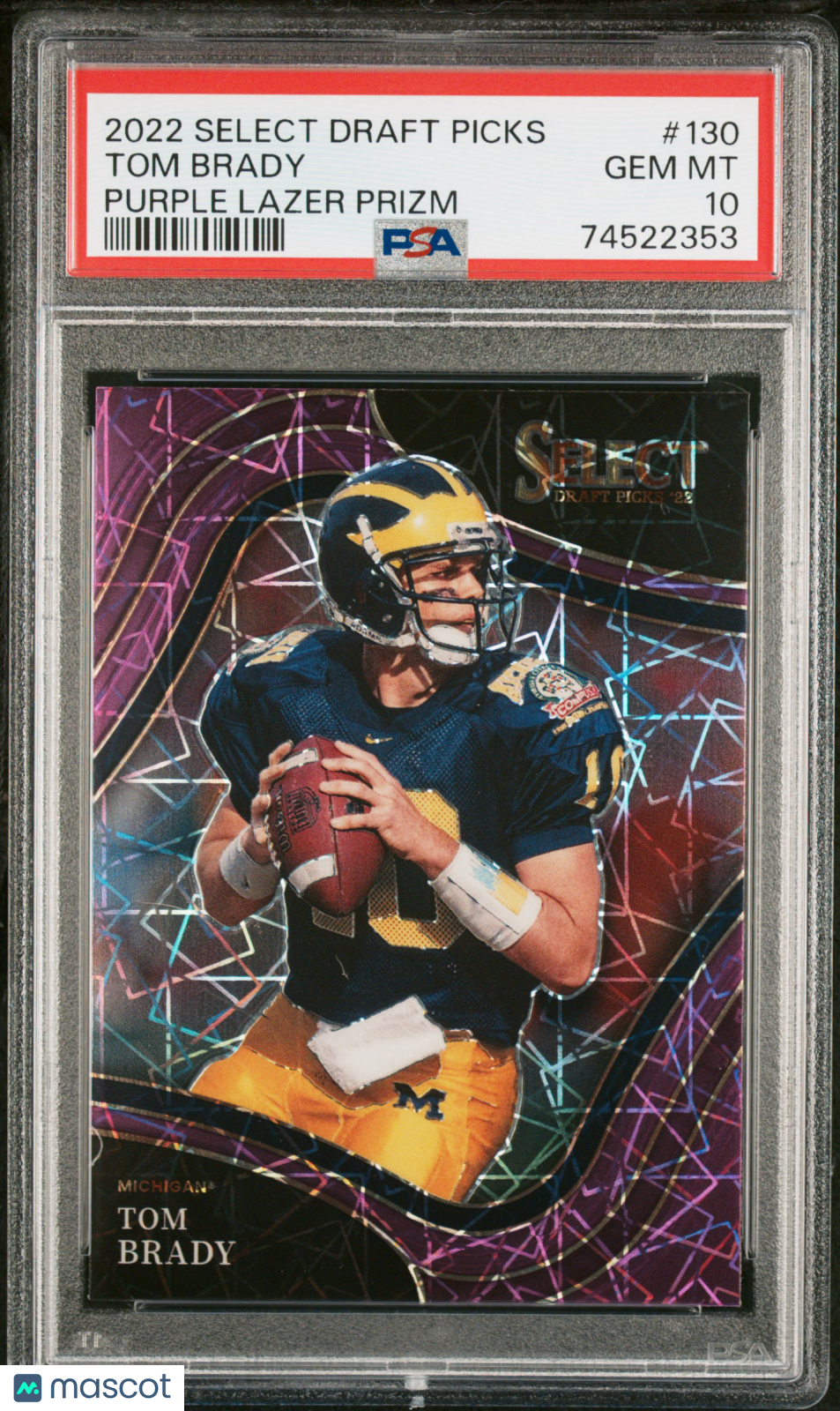 2022 Panini Select Draft Picks Tom Brady Purple Lazer Prizm PSA 10 GEM MINT - Graded Sports Cards