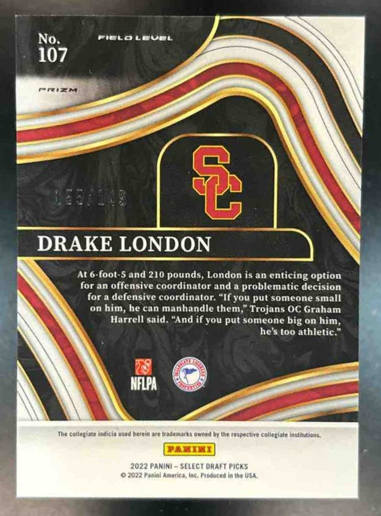 2022 Panini Select Drake London Maroon Prizm /149 #35 RC Atlanta Falcons - Sports Cards