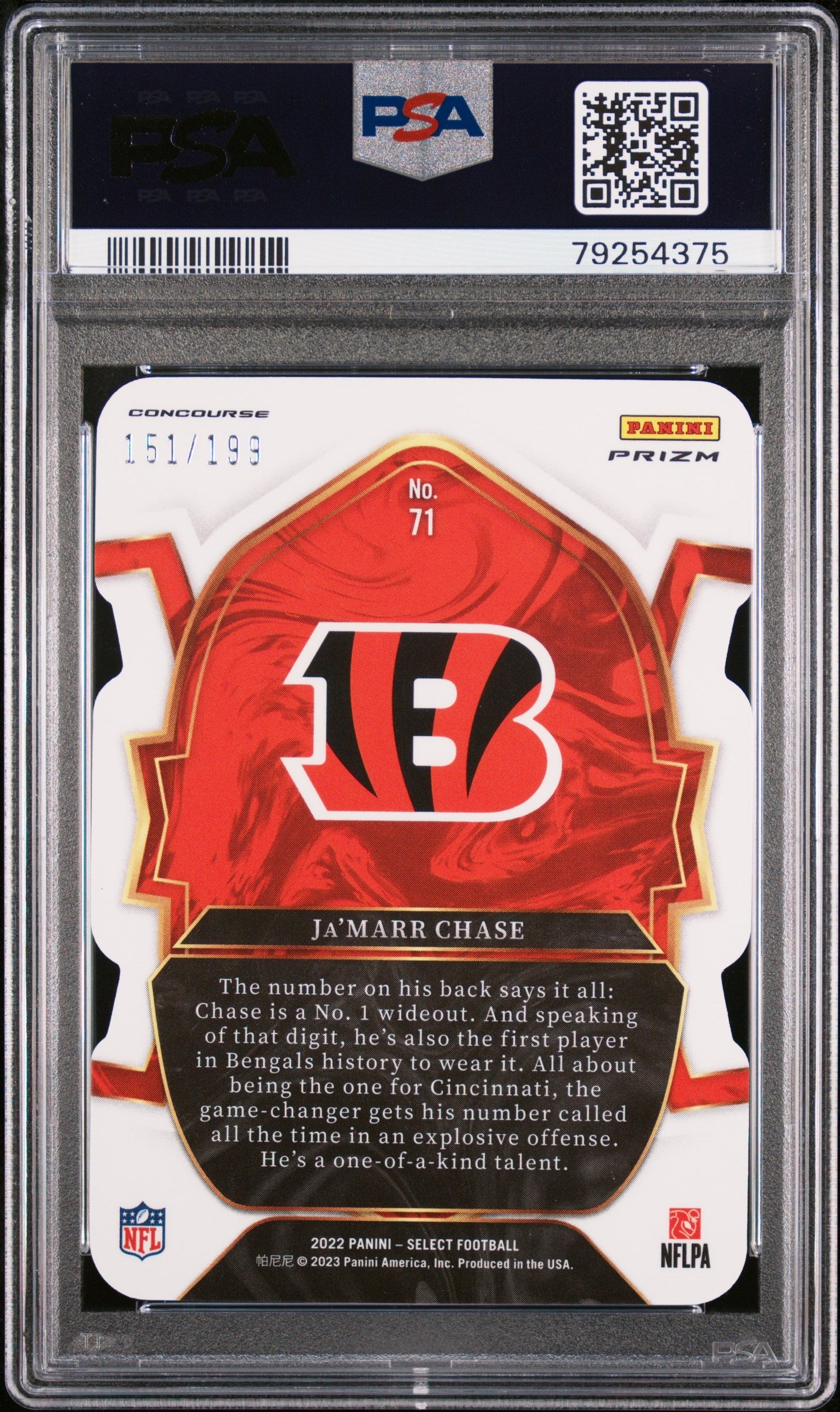 2022 Panini Select Ja’marr Chase Die Cut Orange Prizm #71 PSA 10 - Graded Sports Cards