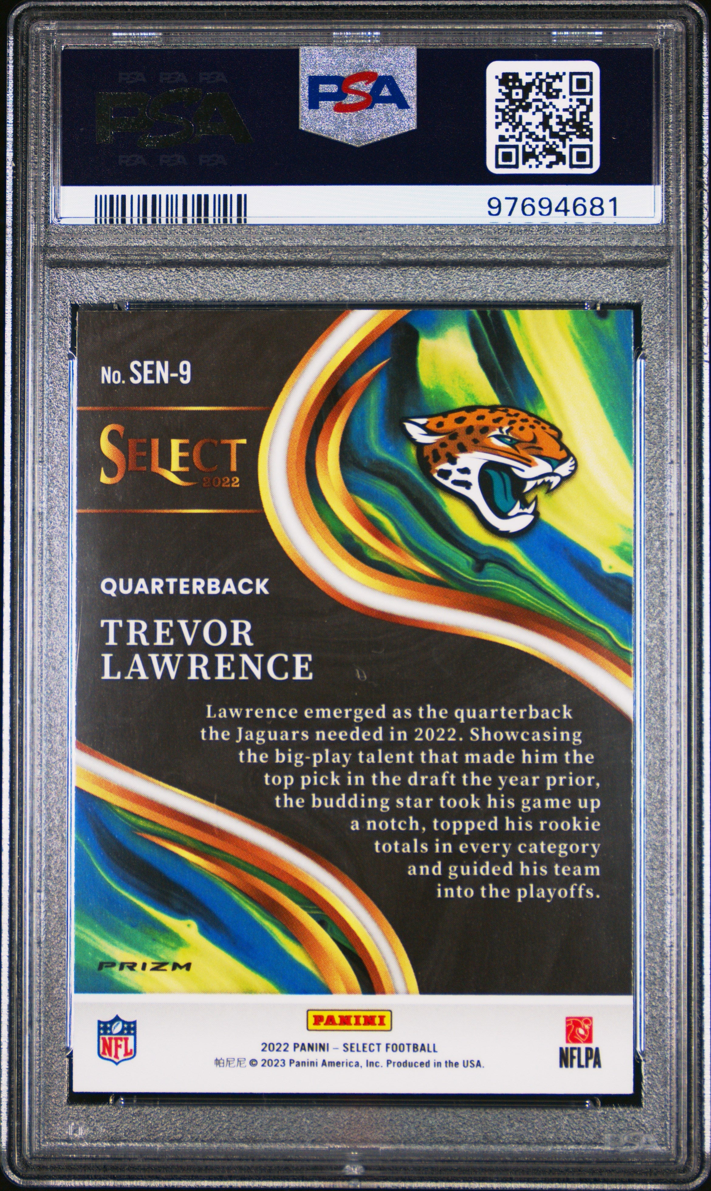 2022 Panini Select Sensations Trevor Lawrence Zebra Prizm #SEN9 PSA 8 - Graded Sports Cards