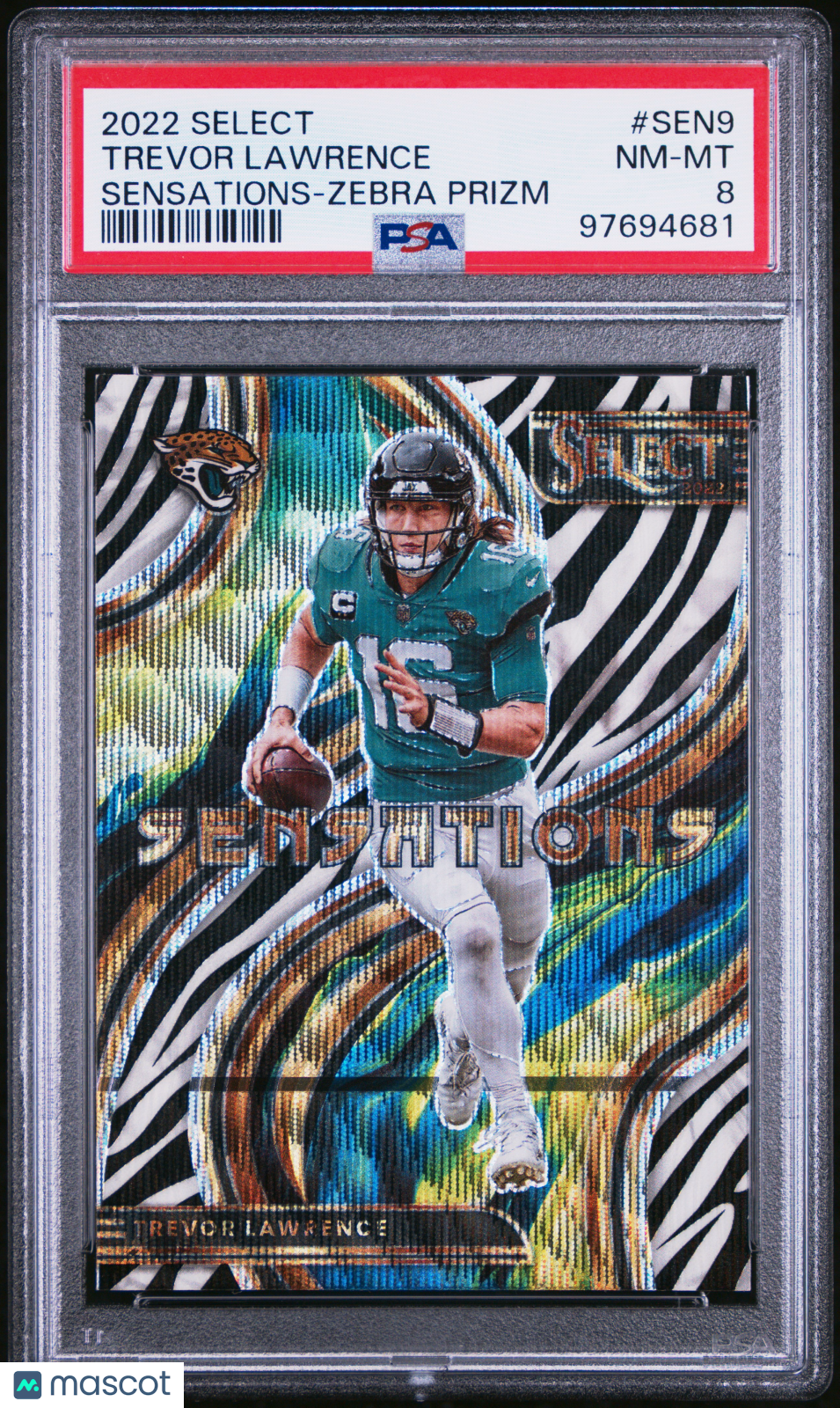 2022 Panini Select Sensations Trevor Lawrence Zebra Prizm #SEN9 PSA 8 - Graded Sports Cards