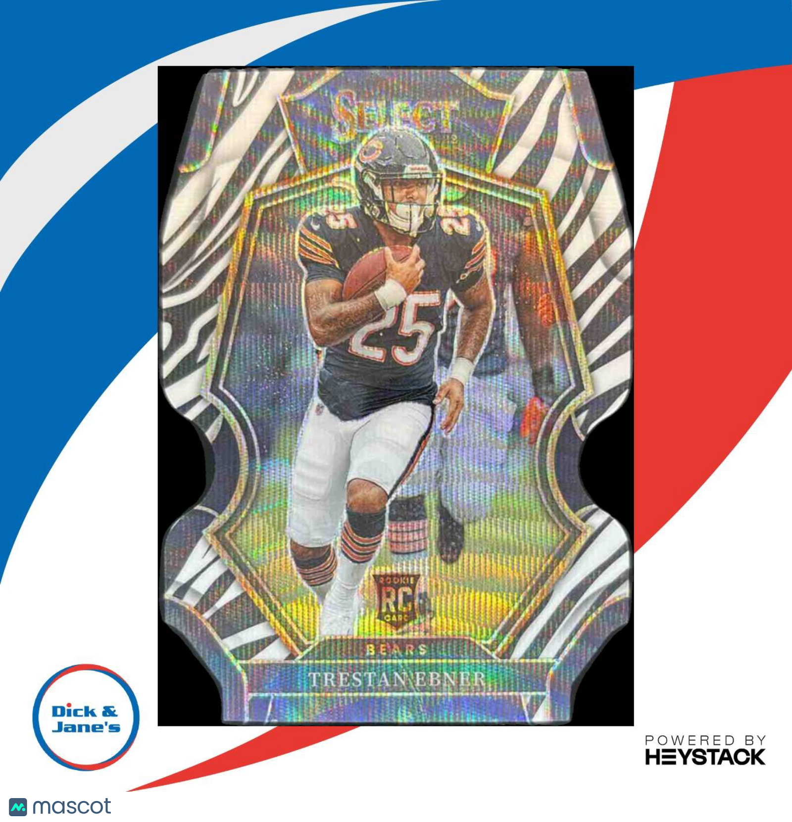 2022 Panini Select Trestan Ebner Zebra Prizm Die Cut #119 Premier Chicago Bears - Sports Cards