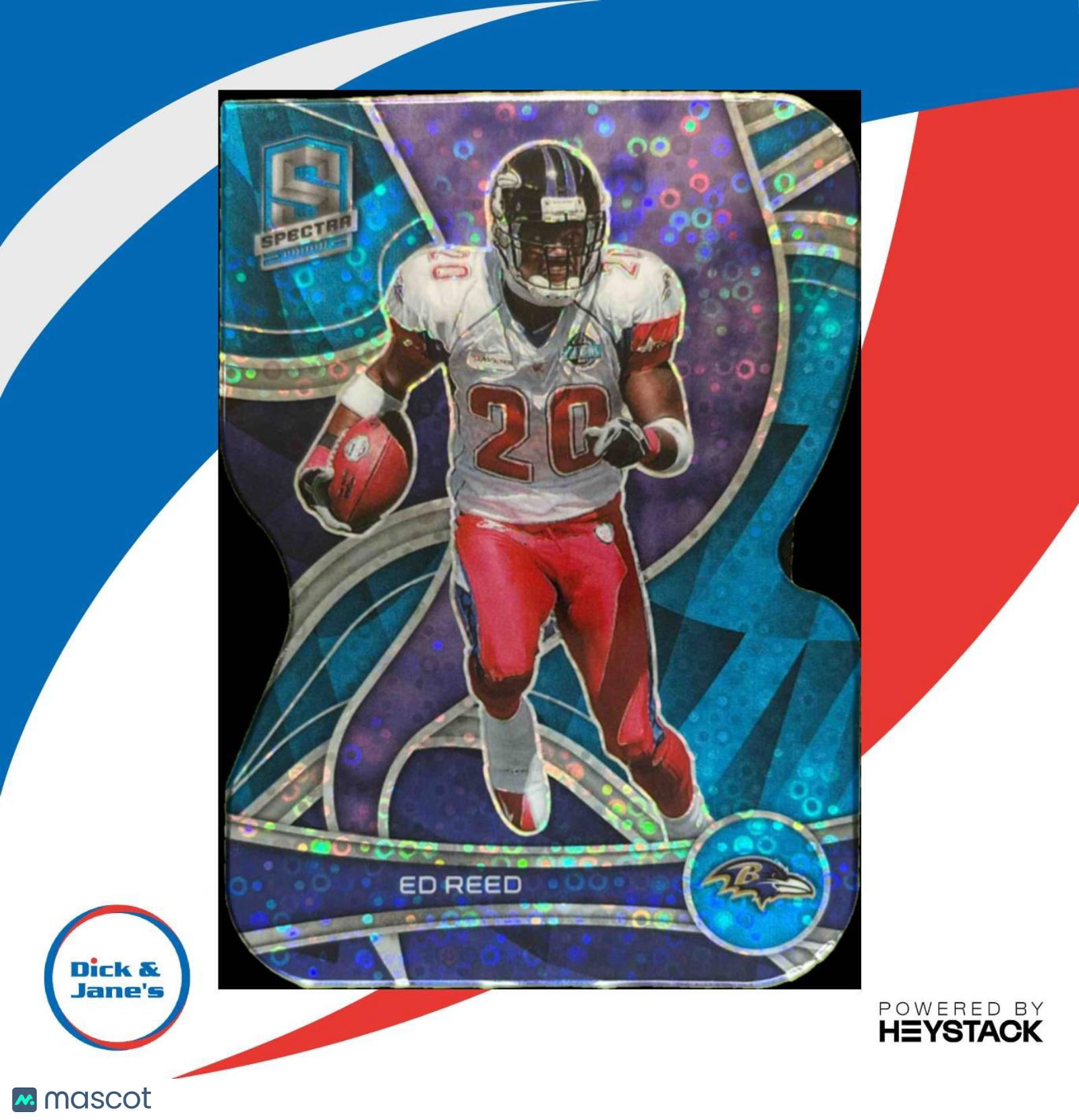 2022 Panini Spectra Ed Reed Neon Blue Die Cut 36/50 #104 Baltimore Ravens - Sports Cards