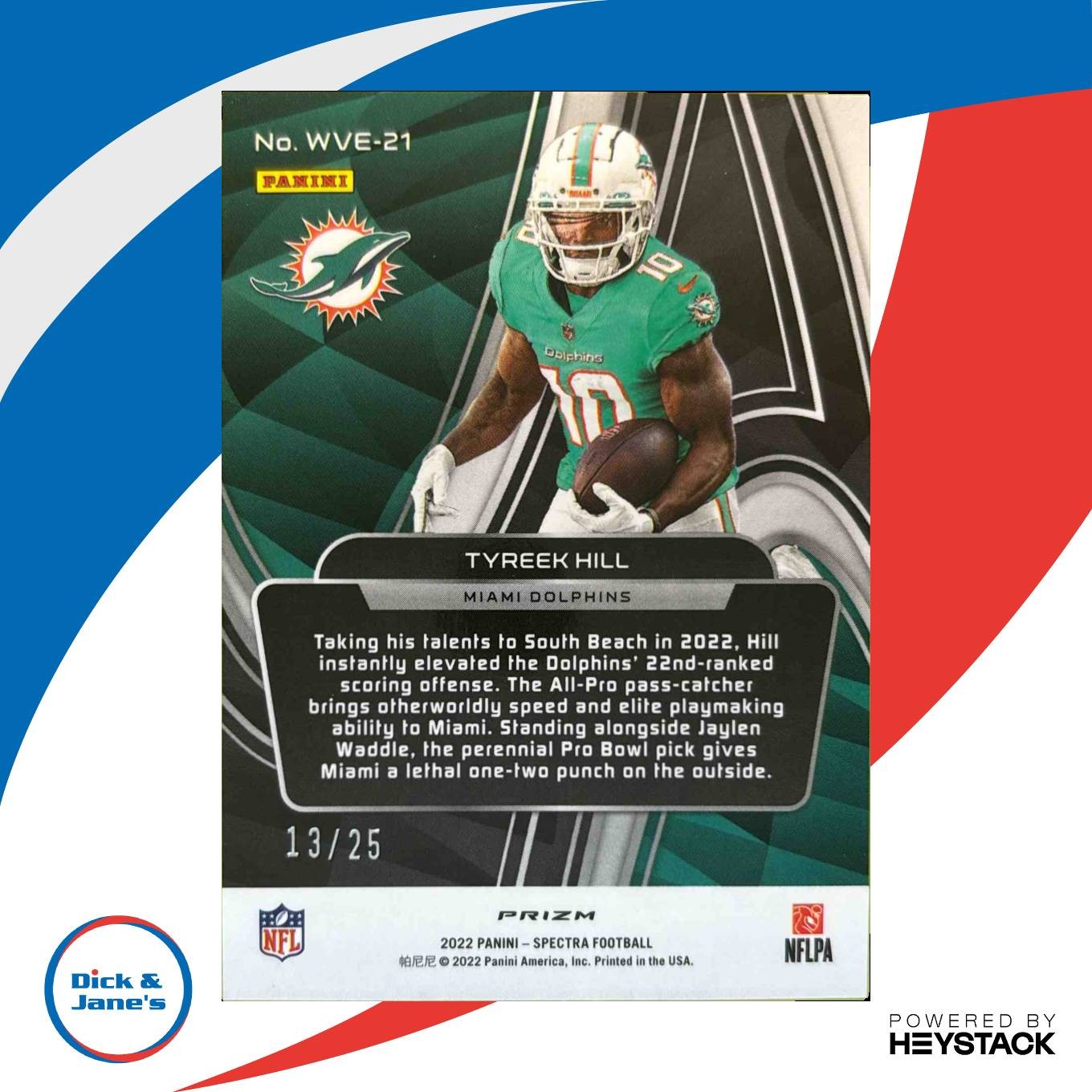 2022 Panini Spectra Tyreek Hill Wavelength Meta 13/25 #WVE 21 Miami Dolphins Sports Cards