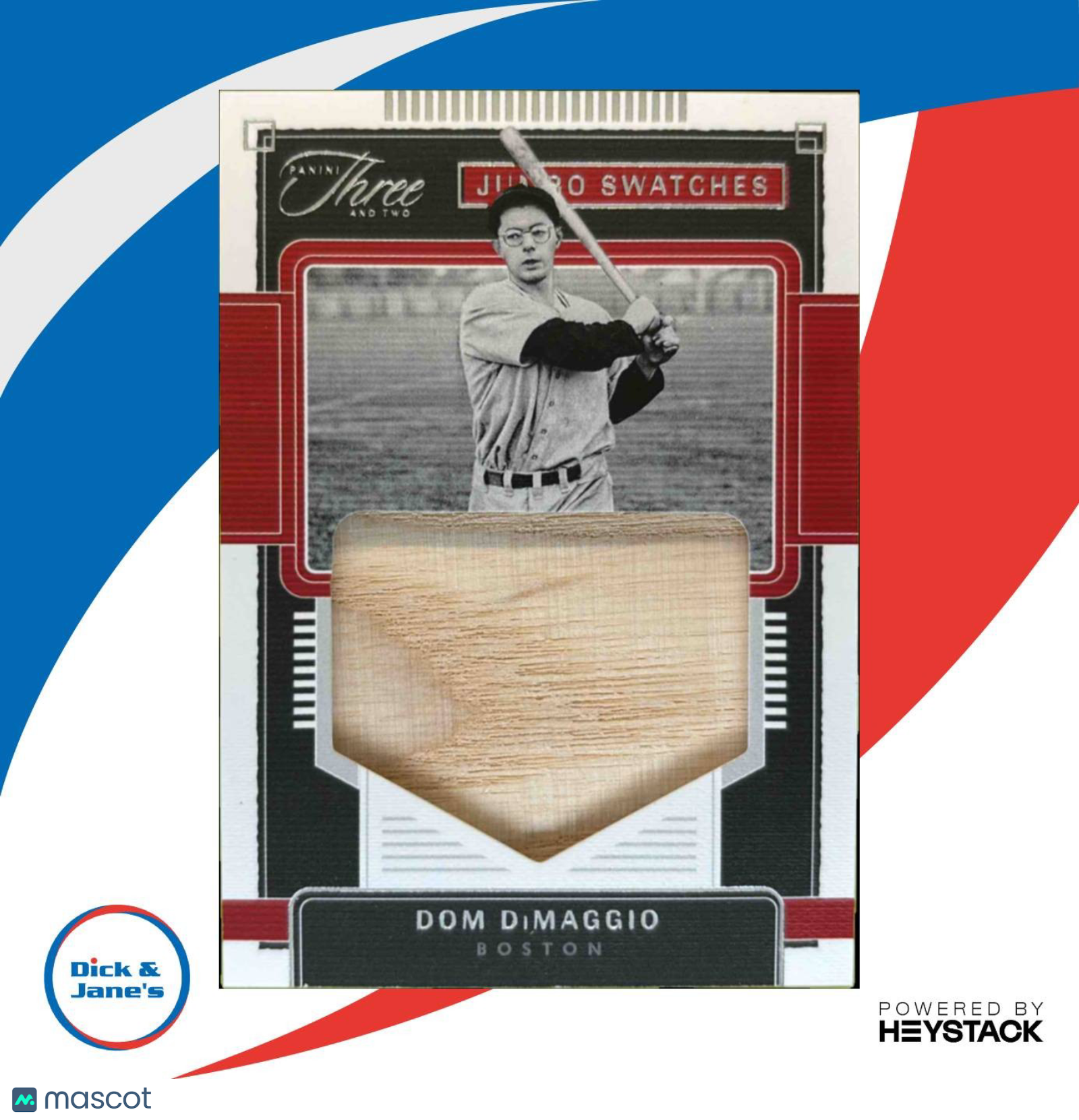 2022 Panini Three and Two Dom DiMaggio Jumbo Swatches Holo Silver 10/10 Game Bat - Sports Cards