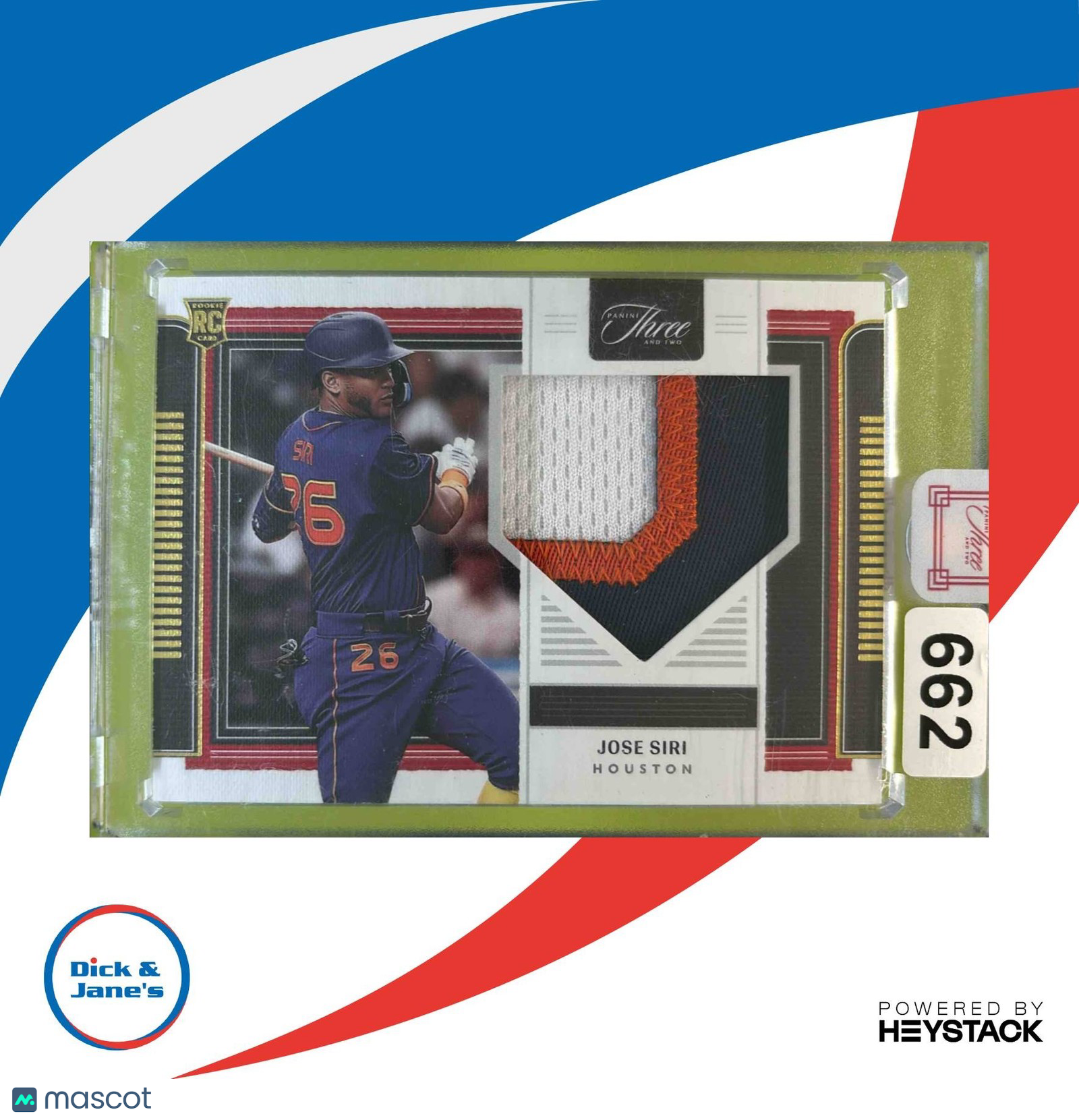 2022 Panini Three and Two Jose Siri Rookie Jerseys Gold 1/35 RC Houston Astros - Sports Cards