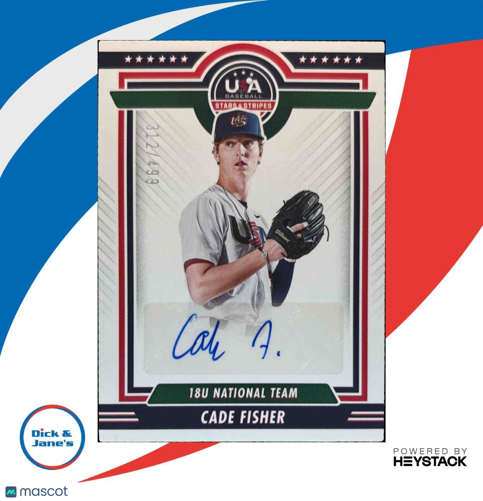 2022 Panini USA Baseball Stars & Stripes Cade Fisher Auto /499 - Sports Cards