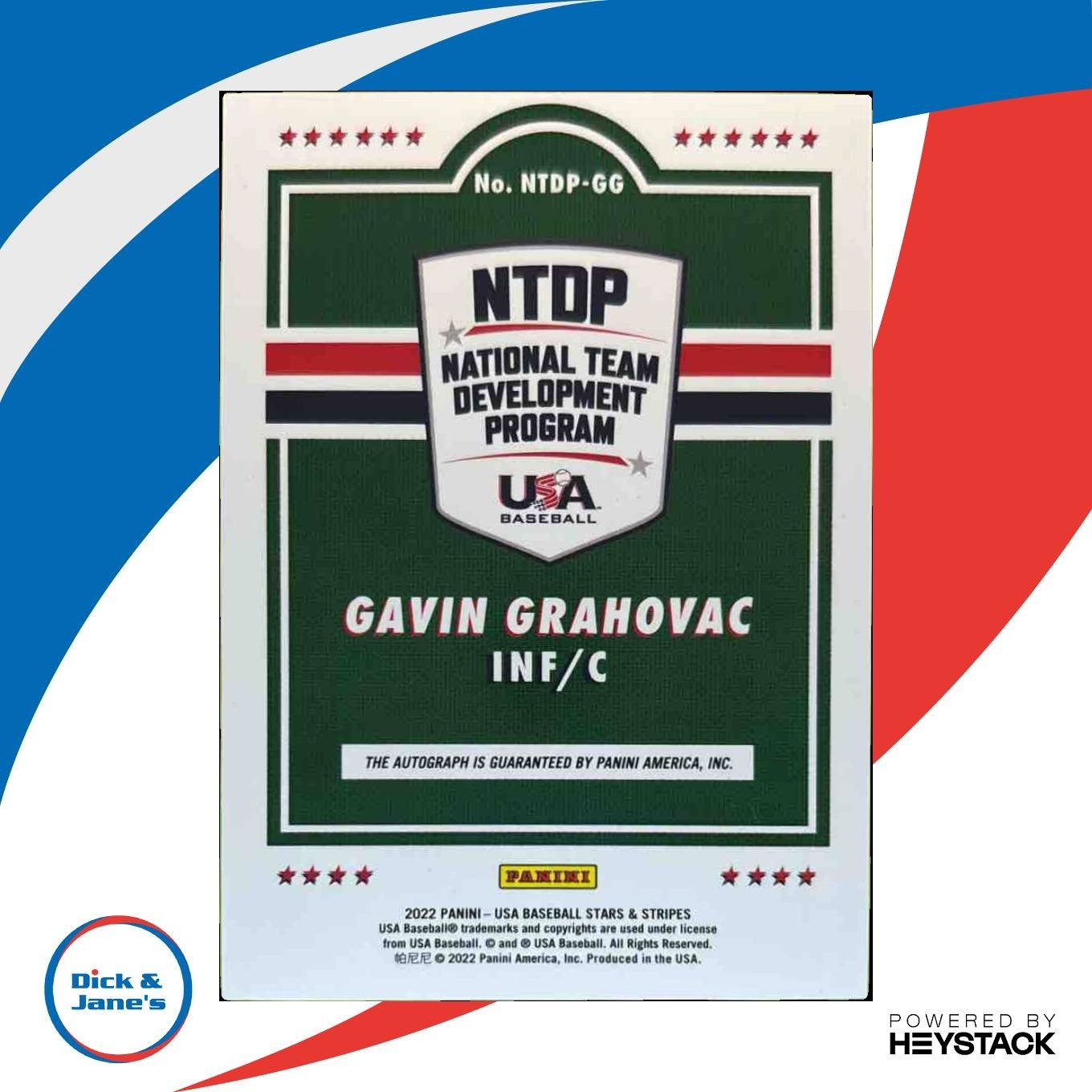 2022 Panini USA Gavin Grahovac USA National Team Auto Stars N Stripes /399 - Sports Cards