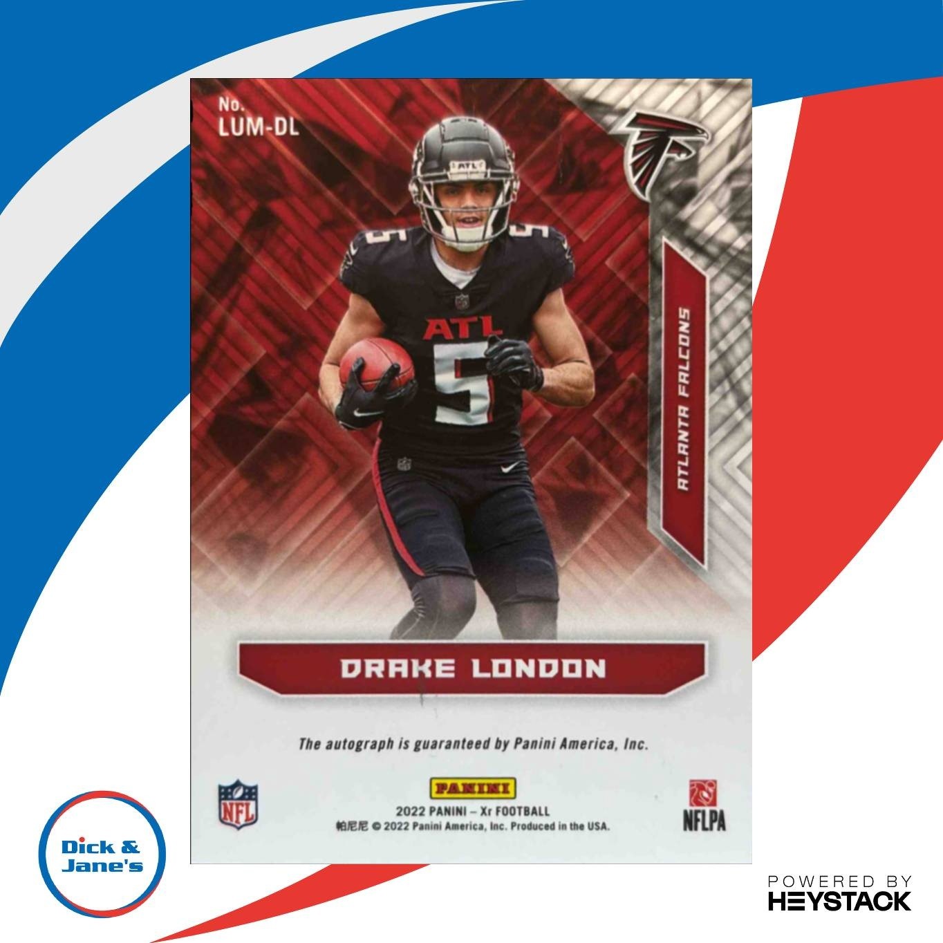 2022 Panini XR Drake London Luminous Endorsements Blue /49 Auto RC Falcons - Sports Cards