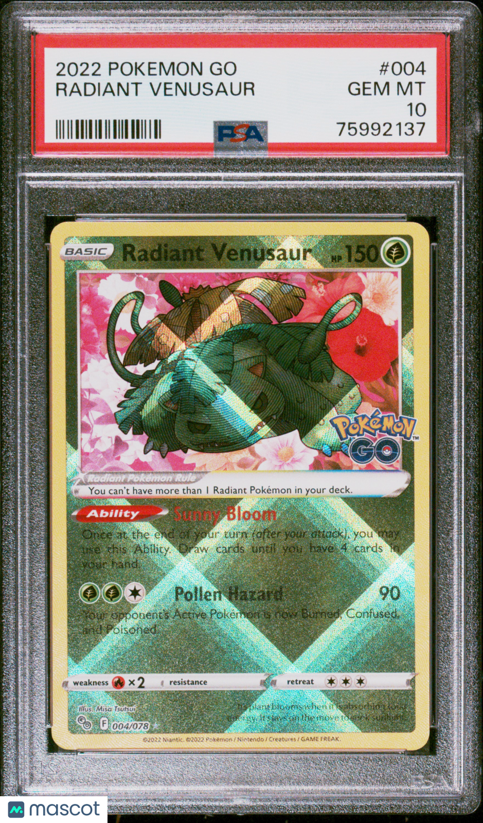 【★最高評価★PSA 】2022 ポケモンGO RADIANTカードセット 2022 Pokemon Go Radiant Venusaur #004 PSA 10 GEM MINT