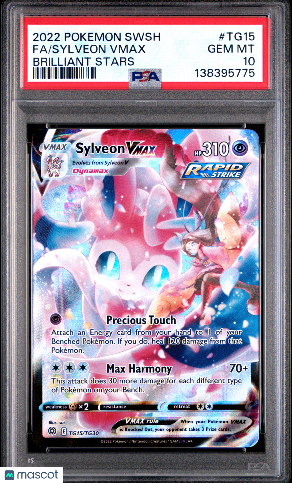 2022 Pokemon Sword & Shield Brilliant Stars Sylveon VMAX #TG15 FA PSA 10 GEM - Graded TCG/CCG