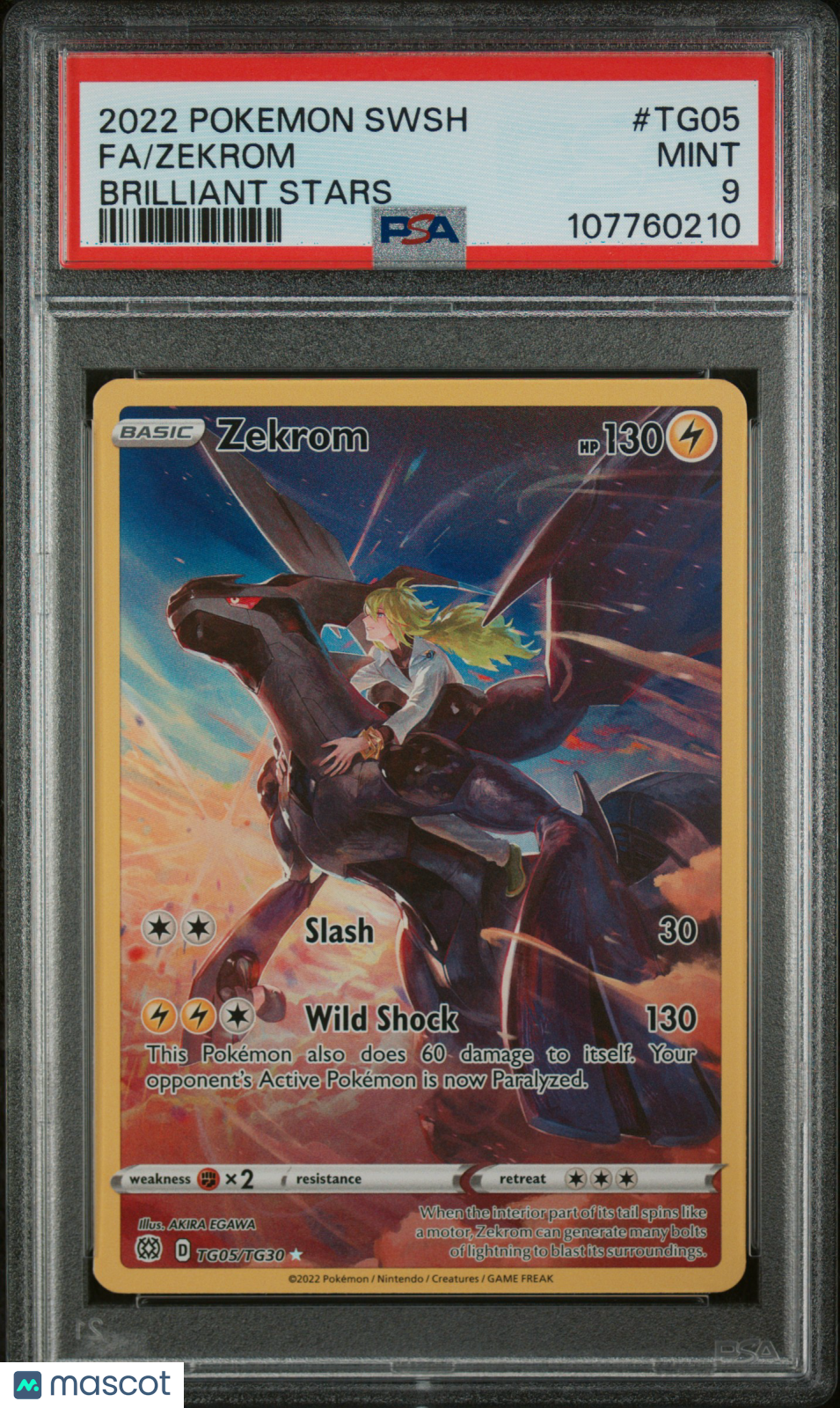 2022 Pokemon Sword & Shield Brilliant Stars Zekrom #TG05 FA PSA 9 MINT - Graded TCG/CCG