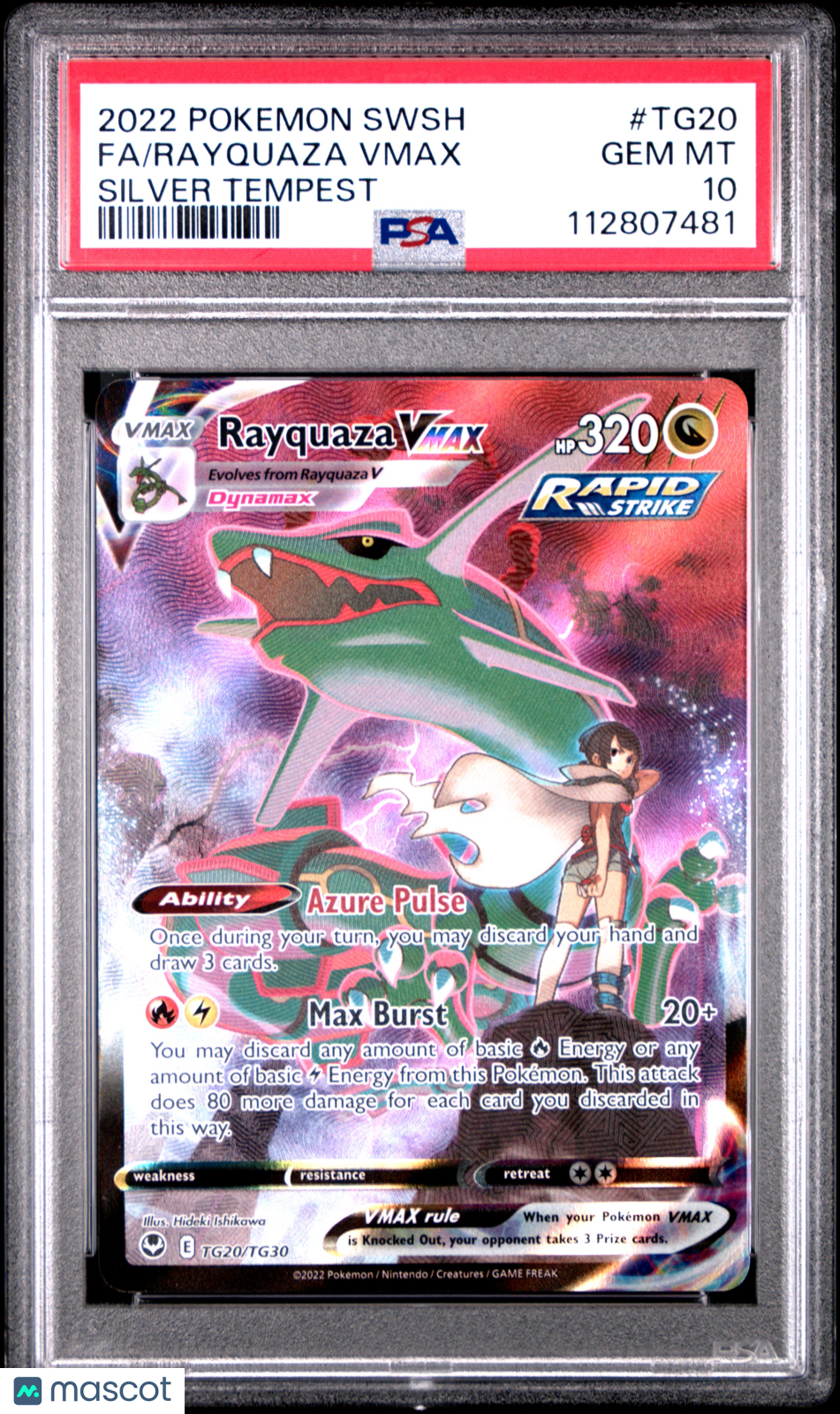 2022 Pokemon Sword & Shield Silver Tempest Rayquaza VMAX #TG20 FA PSA 10 GEM - Graded TCG/CCG
