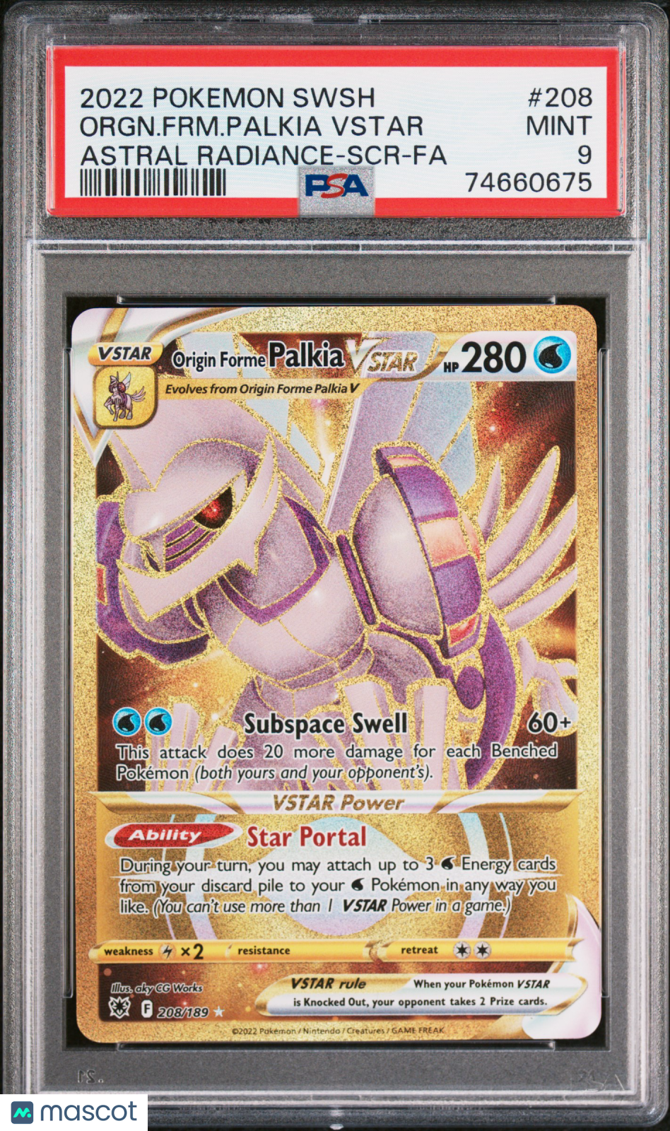 2022 Pokemon SWSH Astral Radiance Origin Form Palkia VSTAR #208 FA PSA 9 - Graded TCG/CCG
