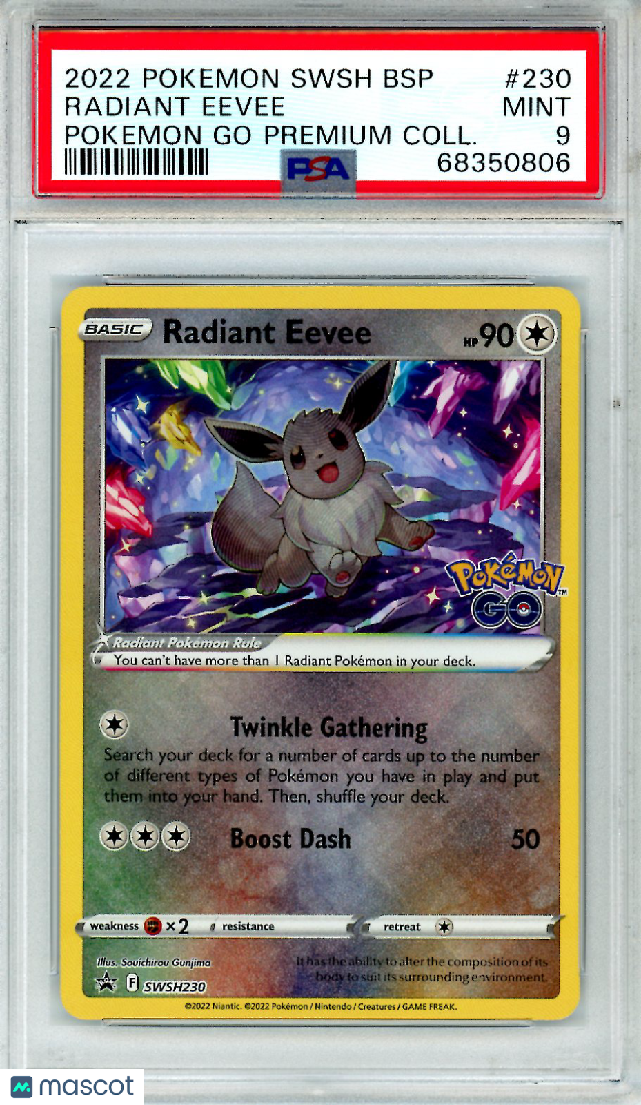 2022 Pokemon SWSH Promo Radiant Eevee #230 Pokemon Go Premium Coll. PSA 9 MINT - Graded TCG/CCG