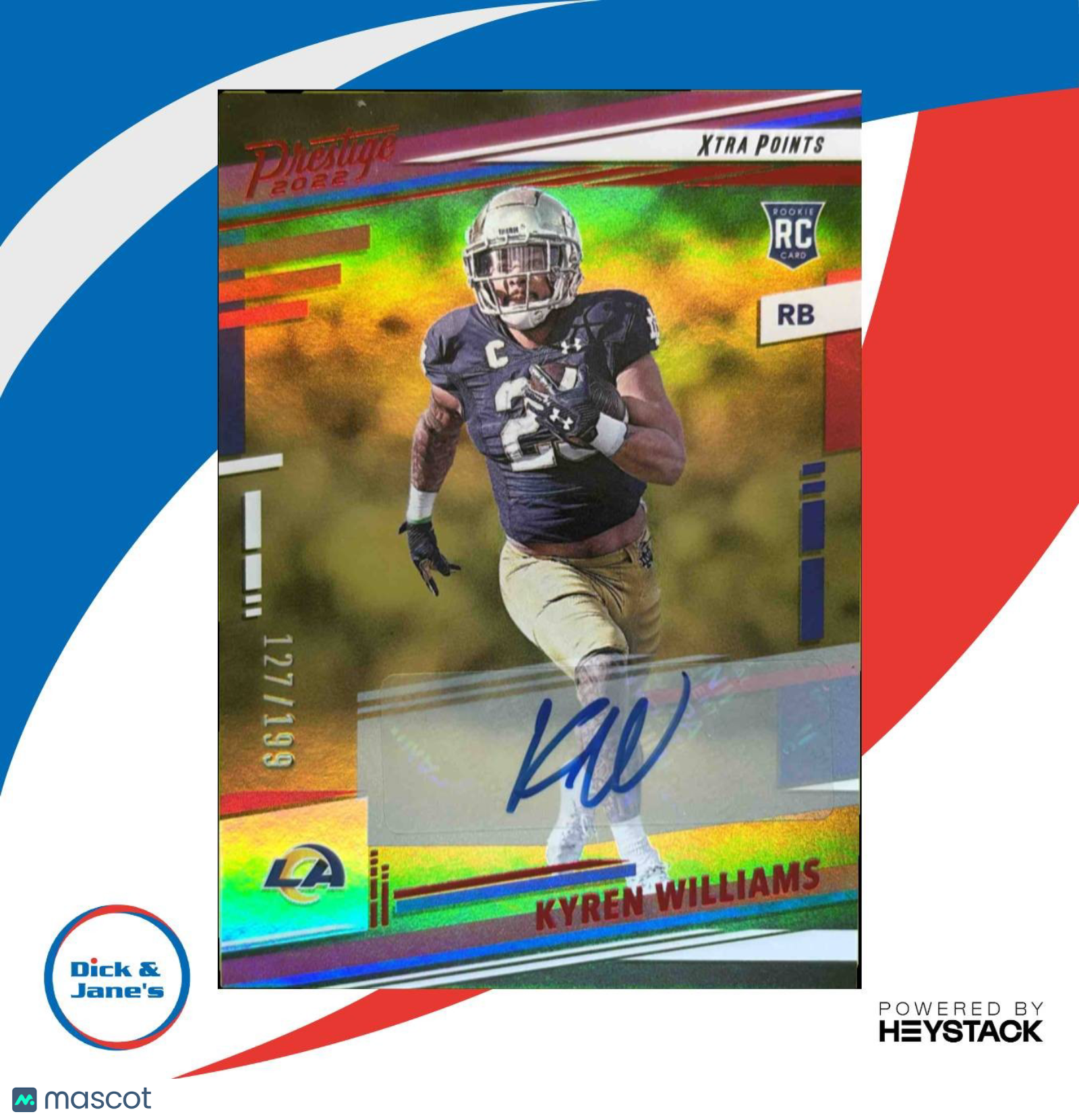 2022 Prestige Kyren Williams Xtra Points Signatures Premium Red/199 RC Auto Rams - Sports Cards