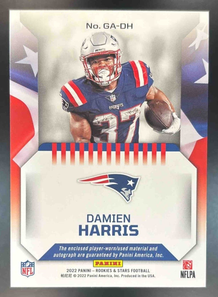 2022 Rookie & Stars Damien Harris Great American Signatures /25 MEM Auto Patriot - Sports Cards
