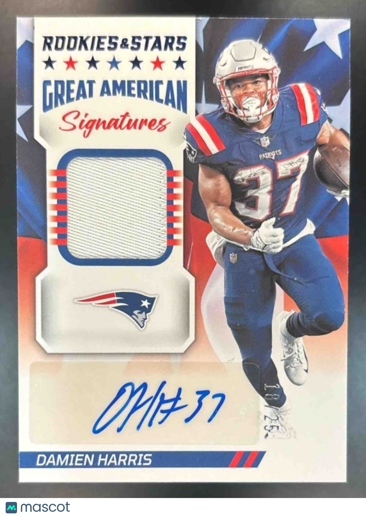 2022 Rookie & Stars Damien Harris Great American Signatures /25 MEM Auto Patriot - Sports Cards